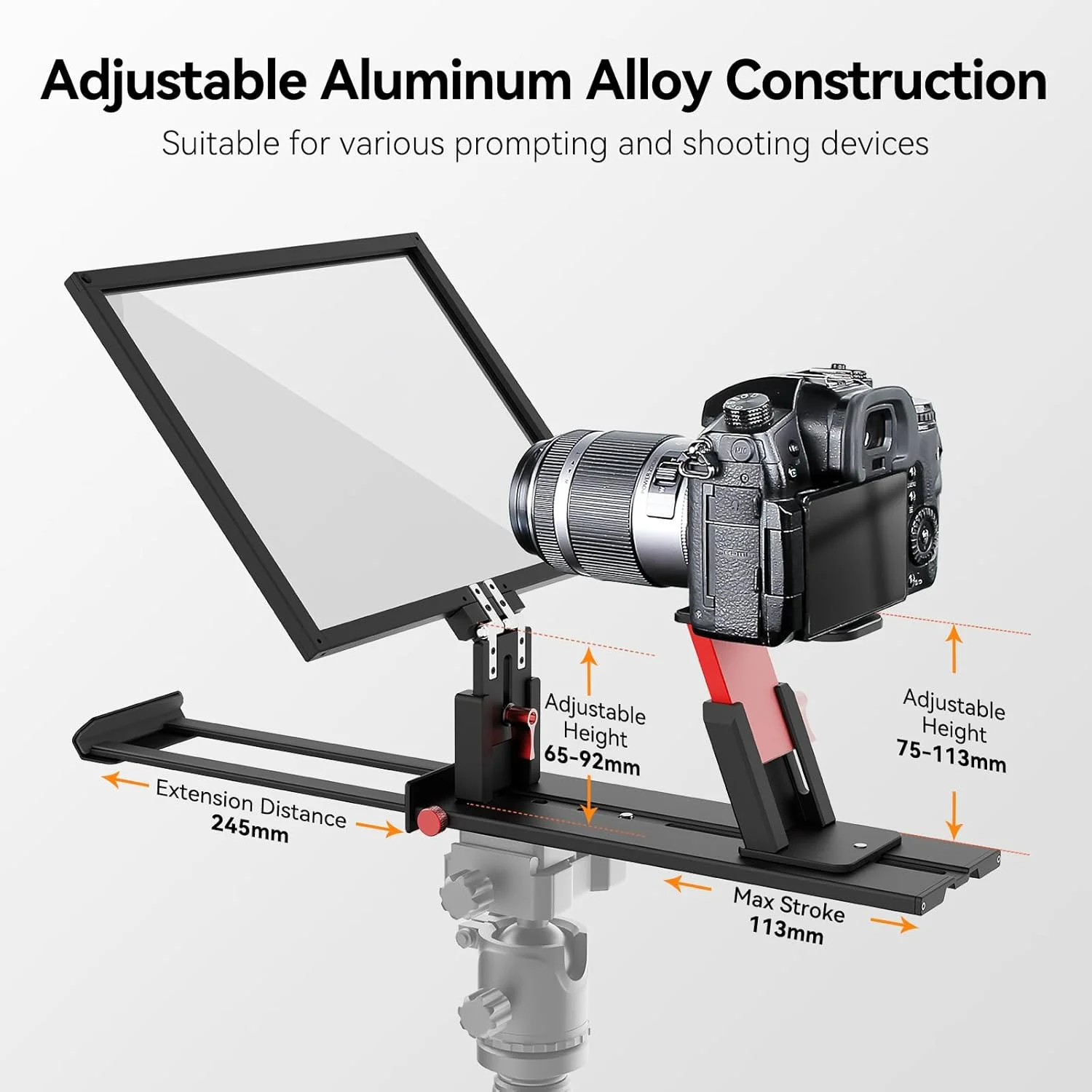 تله پروپتر ۱۳ اینچی Desview P13 آلیاژ آلومینیوم با شیشه وضوح بالا، سازگار با آیپد، تبلت، تلفن، DSLR، طراحی قابل حمل بدون نیاز به مونتاژ برای ضبط ویدیو