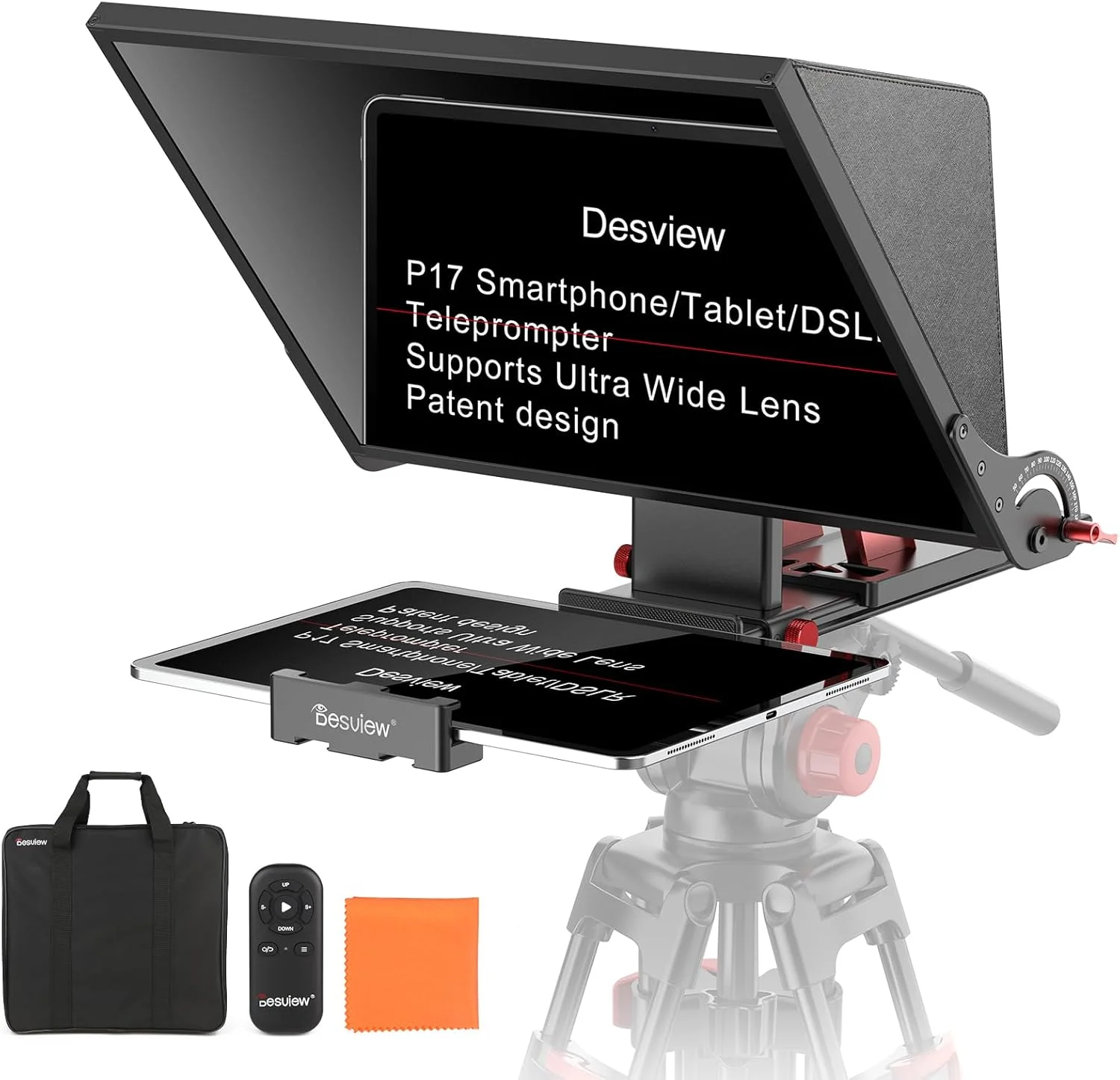 تله پرومتر 17 اینچی Desview P17، تله پرومتر قابل حمل آلیاژ آلومینیوم، شیشه نمایشگر با کیفیت بالا، سازگار با آیپد، تبلت، تلفن، دوربین DSLR، بدون نیاز به مونتاژ، دارای کیف حمل، مناسب برای ساخت ویدیو