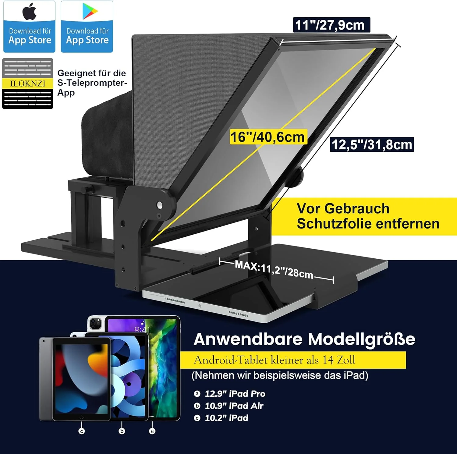 تله پرومتر آلیاژ آلومینیوم با کنترل از راه دور و برنامه رایگان، سکوی دوربین با قابلیت تنظیم ارتفاع، سازگار با iOS/Android، مناسب برای دوربین، جلسات آنلاین (16 اینچ) تله پرومتر آلیاژ آلومینیوم با کنترل از راه دور و برنامه رایگان، سکوی دوربین با قابلیت تنظیم ارتفاع، سازگار با iOS/Android، مناسب برای دوربین، جلسات آنلاین (16 اینچ)
