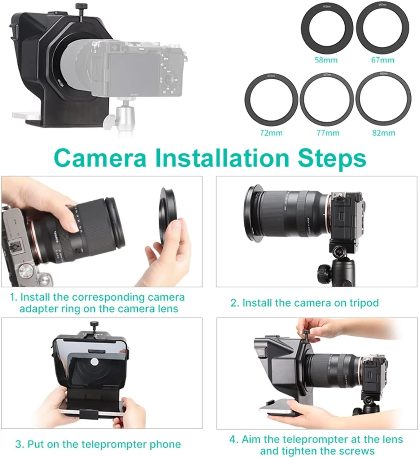 جعبه نور عکاسی ERTUUYD، تله پرامپتر کوچک قابل حمل برای تلفن هوشمند/دوربین DSLR، ضبط ویدیو، پخش زنده، مصاحبه، کنترل از راه دور (نوع جهانی) جعبه نور عکاسی ERTUUYD، تله پرامپتر کوچک قابل حمل برای تلفن هوشمند/دوربین DSLR، ضبط ویدیو، پخش زنده، مصاحبه، کنترل از راه دور (نوع جهانی)