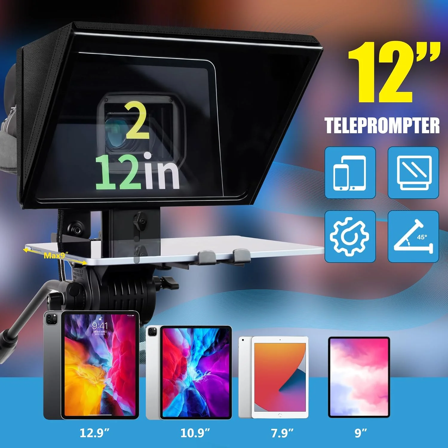 تله پروmpter حرفه ای GEIMRSY i2 با شیشه نوری حرارت دیده، ساختار تمام فلزی، مجهز به کنترل از راه دور و برنامه اختصاصی، سازگار با طیف گسترده ای از دستگاه ها