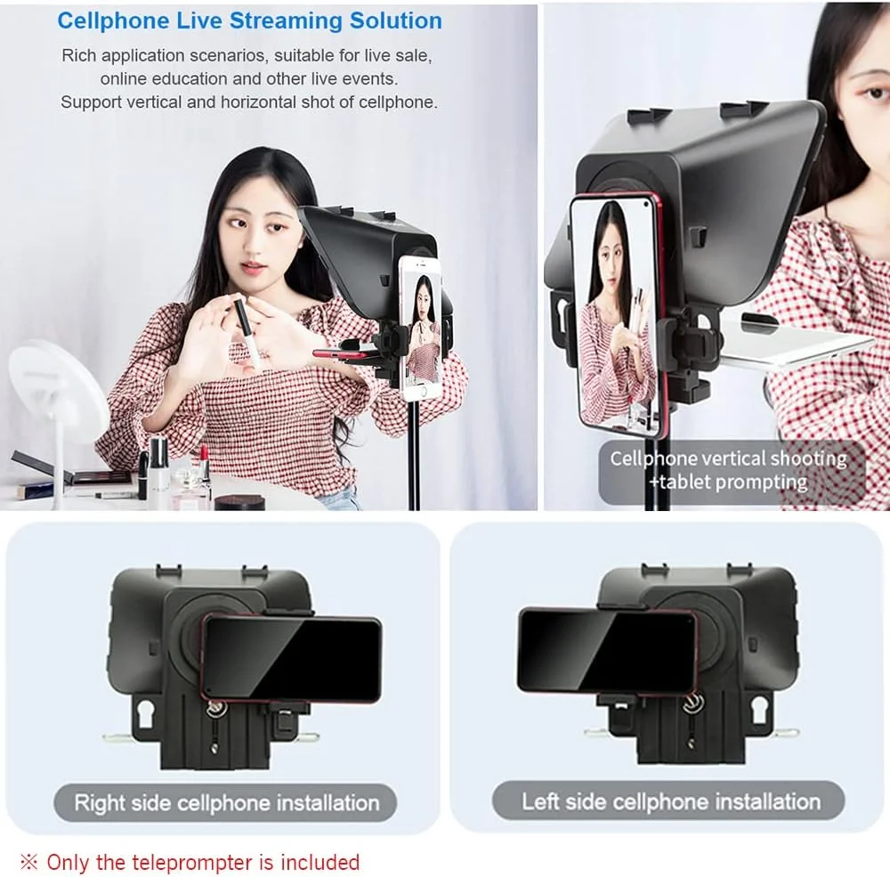 تله‌پرامپتر دوربین گوشی هوشمند/تبلت/DSLR مدل Eacam T3 ارتقا یافته با حلقه آداپتور لنز کنترل از راه دور، پشتیبانی از لنزهای زاویه باز فوق العاده