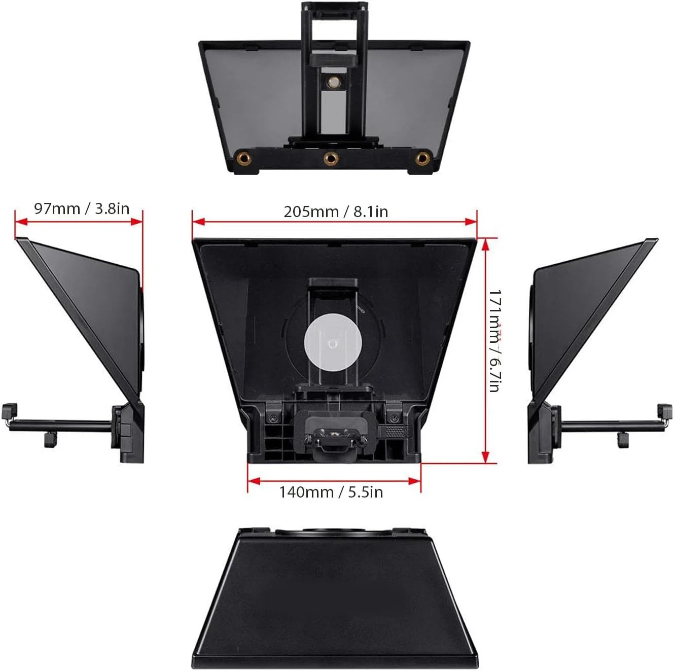 تله پرومپتر قابل حمل 8 اینچی برای آی او اس و اندروید، تله پرومپتر تلفن هوشمند با کنترل از راه دور برنامه با حلقه های آداپتور لنز برای دوربین DSLR تبلت برای آموزش آنلاین و پخش زنده تله پرومپتر قابل حمل 8 اینچی برای آی او اس و اندروید، تله پرومپتر تلفن هوشمند با کنترل از راه دور برنامه با حلقه های آداپتور لنز برای دوربین DSLR تبلت برای آموزش آنلاین و پخش زنده
