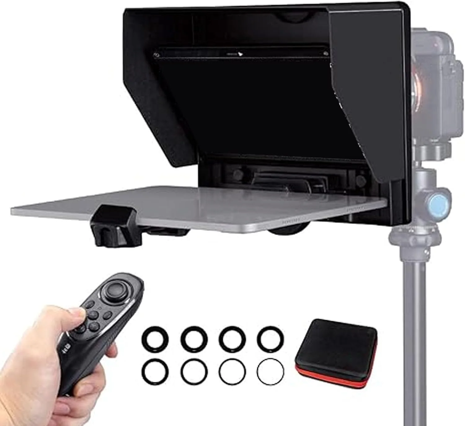 تله پرامپتر 10 اینچی Wisoqu، تله پرامپتر تاشو قابل حمل با کنترل بلوتوث APP، به همراه کیف حمل، برای تبلت، دوربین DSLR، وب کم، تلفن هوشمند، برای پخش زنده تله پرامپتر 10 اینچی Wisoqu، تله پرامپتر تاشو قابل حمل با کنترل بلوتوث APP، به همراه کیف حمل، برای تبلت، دوربین DSLR، وب کم، تلفن هوشمند، برای پخش زنده