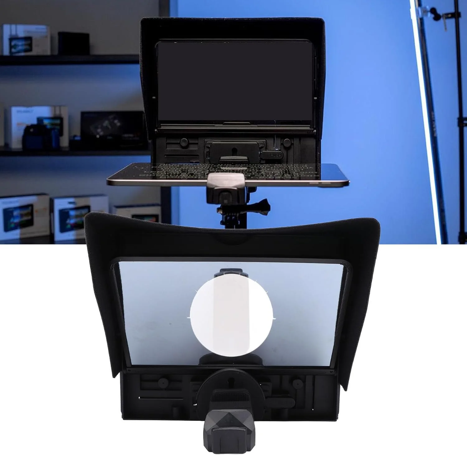 تله پرامپتر 10 اینچی Wisoqu، تله پرامپتر تاشو قابل حمل با کنترل بلوتوث APP، به همراه کیف حمل، برای تبلت، دوربین DSLR، وب کم، تلفن هوشمند، برای پخش زنده تله پرامپتر 10 اینچی Wisoqu، تله پرامپتر تاشو قابل حمل با کنترل بلوتوث APP، به همراه کیف حمل، برای تبلت، دوربین DSLR، وب کم، تلفن هوشمند، برای پخش زنده