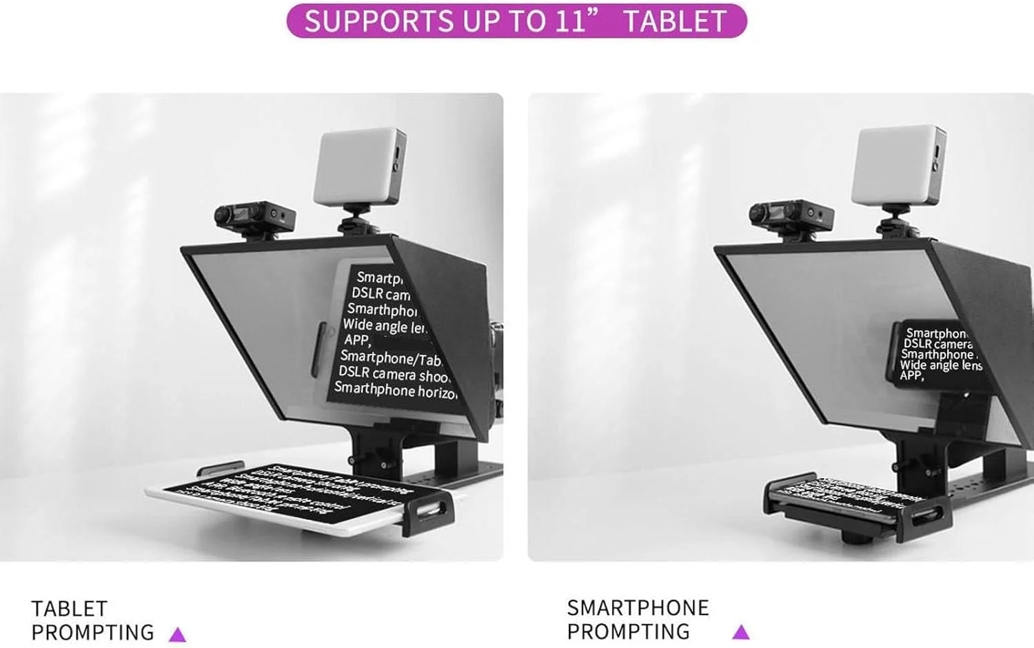 تله پرامپتر TP13A 14 اینچی، تله پرامپتر زاویه باز قابل تنظیم، کنترل از راه دور برنامه BT، دو پایه کفشک سرد، تله پرامپتر سه پایه کوچک برای پخش زنده DSLR و تلفن هوشمند تله پرامپتر TP13A 14 اینچی، تله پرامپتر زاویه باز قابل تنظیم، کنترل از راه دور برنامه BT، دو پایه کفشک سرد، تله پرامپتر سه پایه کوچک برای پخش زنده DSLR و تلفن هوشمند