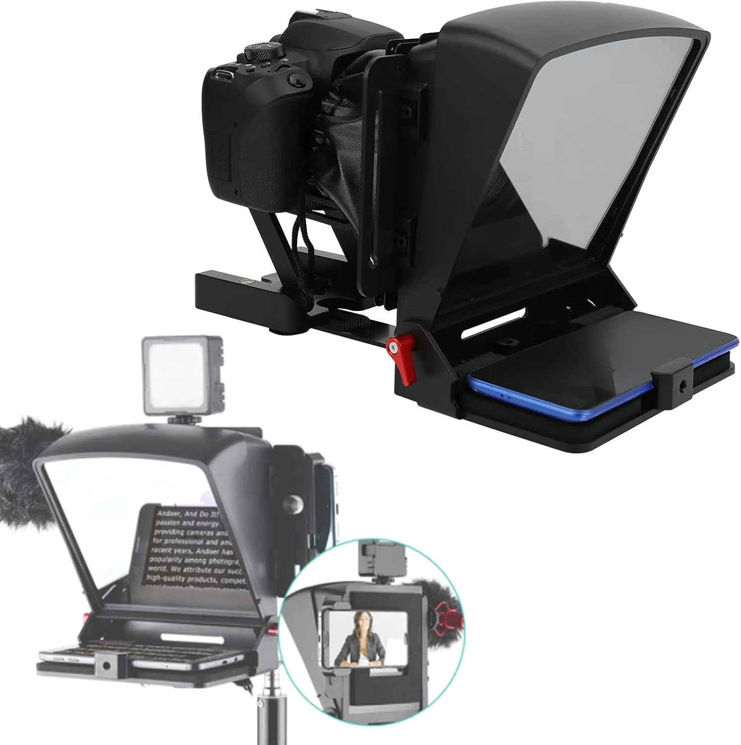 تله پرامپتر، تله پرامپتر ضبط ویدیو با کنترل از راه دور، تله پرامپتر تلفن همراه قابل حمل برای تلفن/دوربین/تبلت