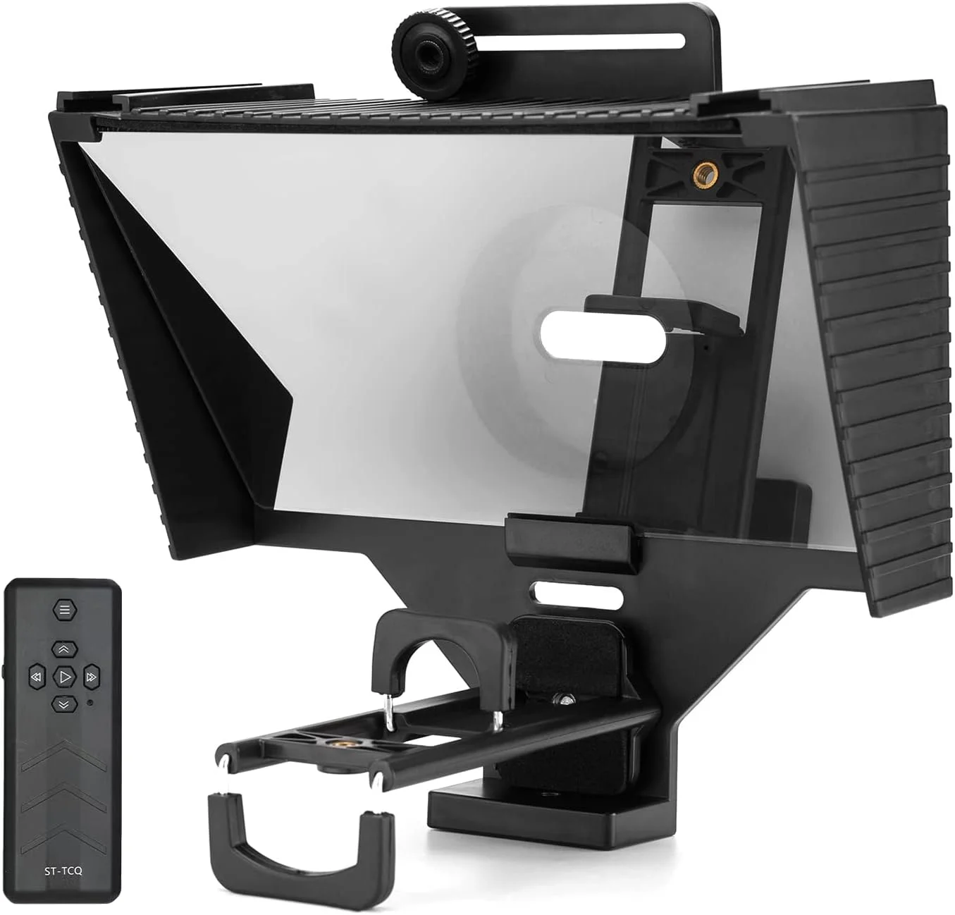 تله پرامپتر یونیورسال HELEMIY، پرتابل، با کنترل از راه دور BT و حلقه آداپتور لنز، سازگار با تلفن هوشمند، تبلت و دوربین برای پخش زنده، سخنرانی، ویدئو و آموزش آنلاین