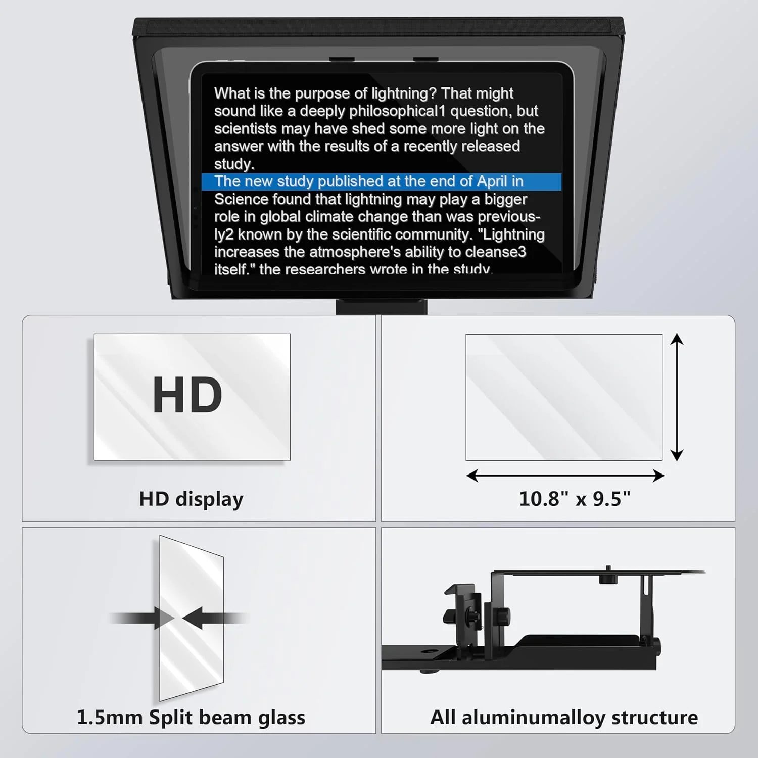 تله پرومتر دوربین 14 اینچی GEIMRSY با قاب شیشه ای قابل تنظیم با شیشه HD، سازگار با آیپد 14 اینچ یا کوچکتر، ساختار آلومینیومی تله پرومتر دوربین 14 اینچی GEIMRSY با قاب شیشه ای قابل تنظیم با شیشه HD، سازگار با آیپد 14 اینچ یا کوچکتر، ساختار آلومینیومی