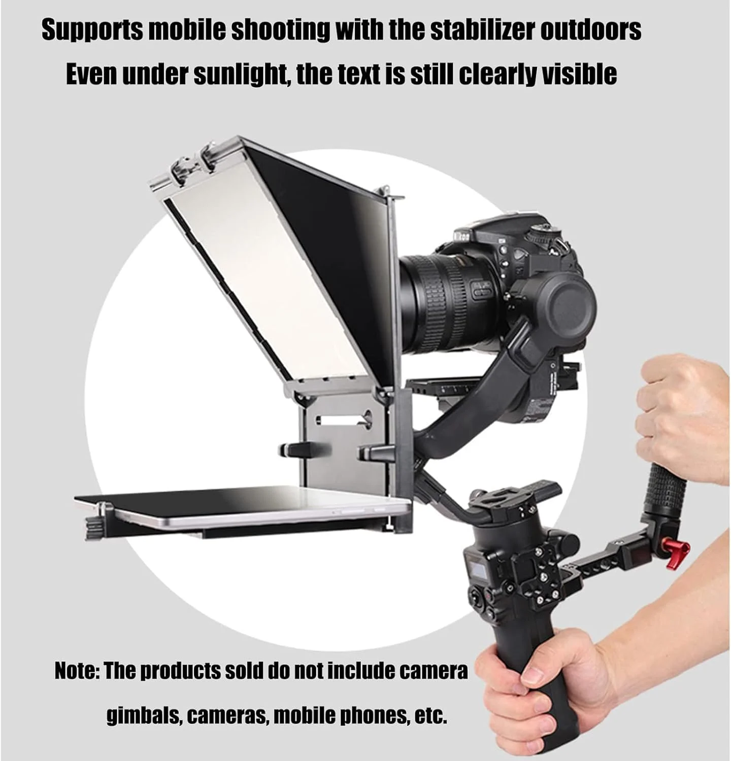 تله پرومپتر تاشو MiBoce، تله پرومپتر کوچک، با کنترل از راه دور، پارچه ضد نور، سازگار با آیپد، تبلت ها، تلفن های هوشمند، دوربین ها، برای ساخت ویدیو و پخش زنده در استودیو