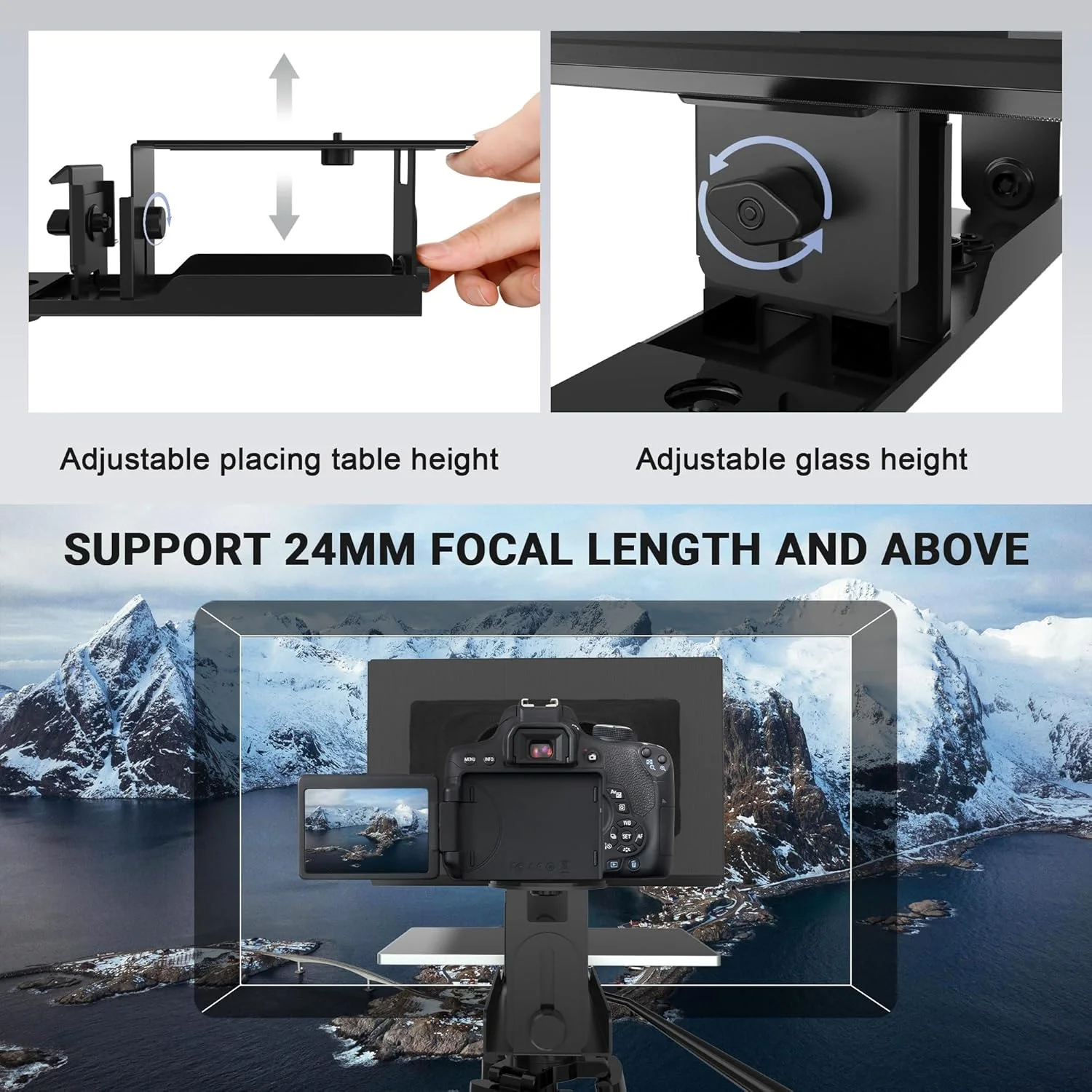 تله پرومتر دوربین 14 اینچی GEIMRSY با قاب شیشه ای قابل تنظیم با شیشه HD، سازگار با آیپد 14 اینچ یا کوچکتر، ساختار آلومینیومی تله پرومتر دوربین 14 اینچی GEIMRSY با قاب شیشه ای قابل تنظیم با شیشه HD، سازگار با آیپد 14 اینچ یا کوچکتر، ساختار آلومینیومی