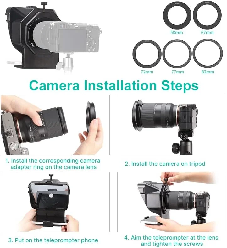 AECAM - تله پرامپتر کوچک قابل حمل ULANZI برای تلفن های هوشمند/دوربین های DSLR، ضبط ویدئو، پخش زنده، مصاحبه با ریموت (نوع جهانی)