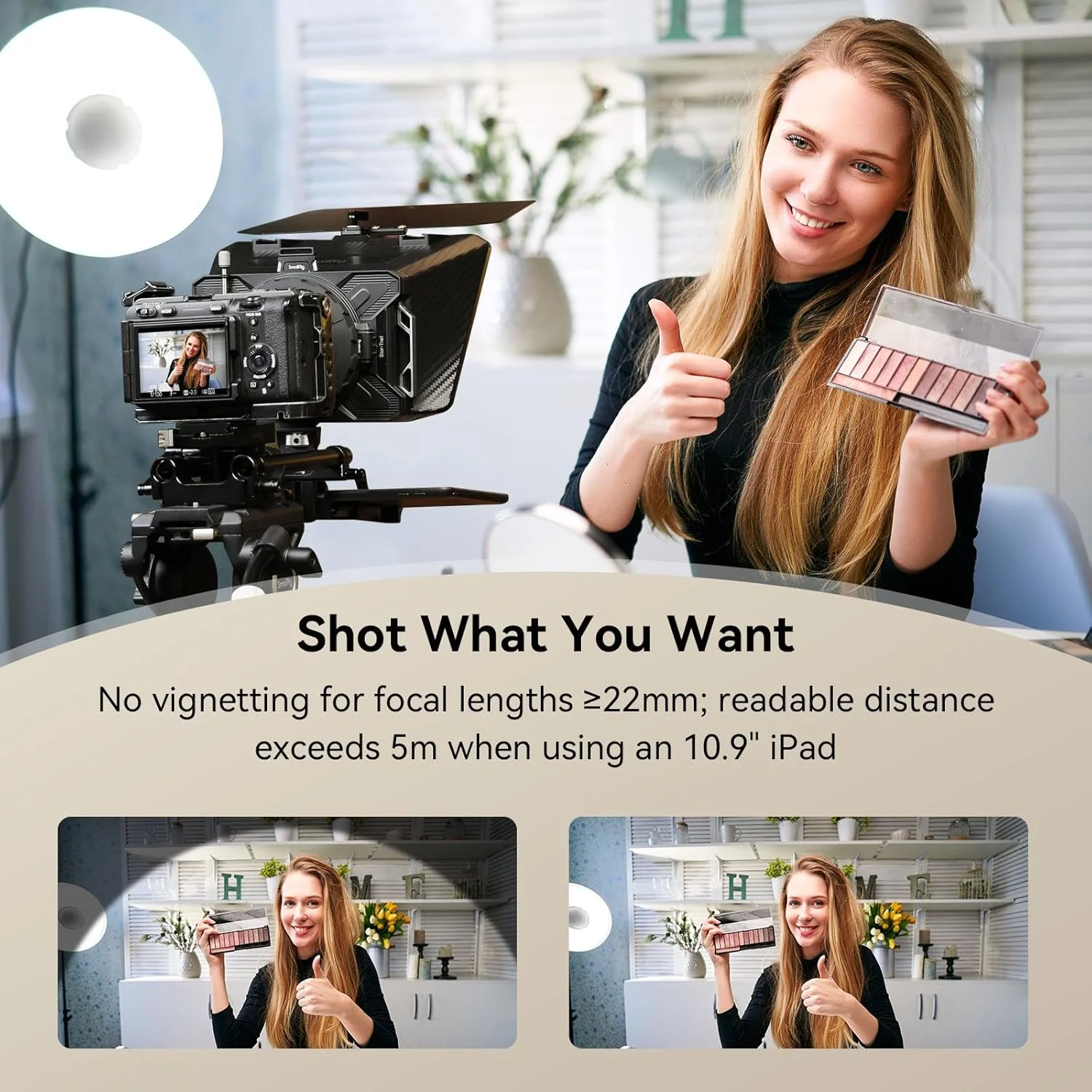 تله پرومپتر SMALLRIG برای آیپد و تبلت های اندرویدی تا 11 اینچ، نه برای تلفن های هوشمند، پشتیبانی از برنامه Small GoGo از PDF، تصویر، Word، TXT، ضروری با صفحه پایه 15 میلی متری LWS برای دوربین های بدون آینه DSLR - 3646