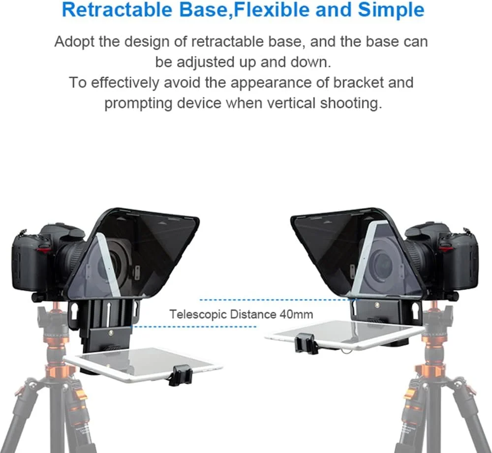 تله پرامپتر ارتقا یافته Morelian Bestview T3 برای گوشی هوشمند/تبلت/دوربین DSLR به همراه ریموت کنترل و حلقه آداپتور لنز، پشتیبانی از لنزهای فوق عریض برای سخنرانی، پخش زنده و ولاگ آنلاین