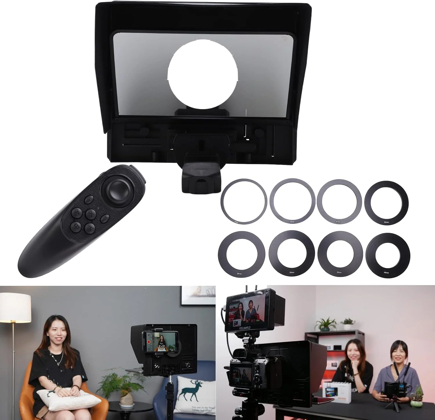 تله‌پروتر قابل حمل، ABS کنترل از راه دور تبلت شیشه‌ای تله‌پروتر جهت قابل تنظیم با کیف دستی و آفتاب‌گیر برای دوربین‌های DSLR برای پخش زنده