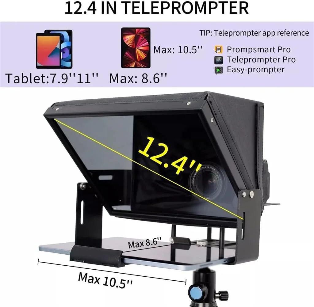 تله پرومتر یونیورسال 16 اینچی برای انواع تبلت/پد، دوربین فیلمبرداری/DSLR، از پیش مونتاژ شده، شیشه تقسیم پرتو 70/30 با کیف حمل (رنگ: مشکی، سایز: 22.5 سانتی متر) (مشکی 22.5 سانتی متر) تله پرومتر یونیورسال 16 اینچی برای انواع تبلت/پد، دوربین فیلمبرداری/DSLR، از پیش مونتاژ شده، شیشه تقسیم پرتو 70/30 با کیف حمل (رنگ: مشکی، سایز: 22.5 سانتی متر) (مشکی 22.5 سانتی متر)