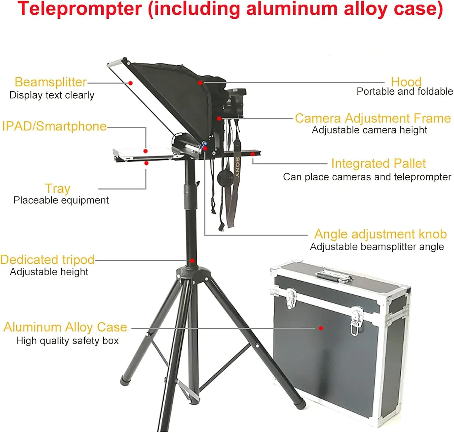تله پرومپتر یکپارچه قابل حمل 20 اینچی، روشهای کنترل متنوع/پشتیبانی از سیستم Xp /Win7/Win10، با چرخهای گردان/قاب شیشهای قابل تنظیم، برای ساخت ویدیو و پخش زنده در استودیو، دو صفحه نمایش تله پرومپتر یکپارچه قابل حمل 20 اینچی، روشهای کنترل متنوع/پشتیبانی از سیستم Xp /Win7/Win10، با چرخهای گردان/قاب شیشهای قابل تنظیم، برای ساخت ویدیو و پخش زنده در استودیو، دو صفحه نمایش