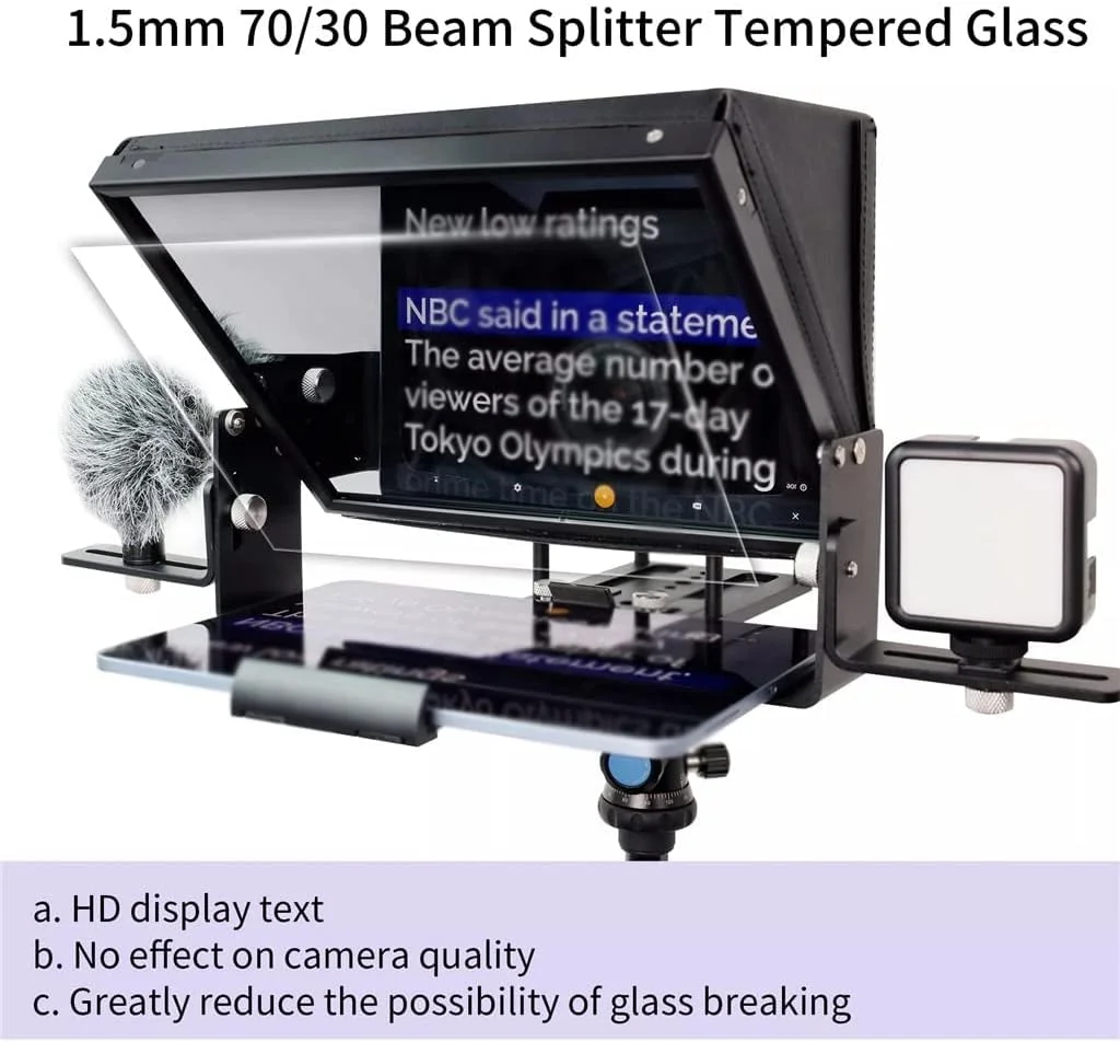 تله پرومتر یونیورسال 16 اینچی برای انواع تبلت/پد، دوربین فیلمبرداری/DSLR، از پیش مونتاژ شده، شیشه تقسیم پرتو 70/30 با کیف حمل (رنگ: مشکی، سایز: 22.5 سانتی متر) (مشکی 22.5 سانتی متر) تله پرومتر یونیورسال 16 اینچی برای انواع تبلت/پد، دوربین فیلمبرداری/DSLR، از پیش مونتاژ شده، شیشه تقسیم پرتو 70/30 با کیف حمل (رنگ: مشکی، سایز: 22.5 سانتی متر) (مشکی 22.5 سانتی متر)