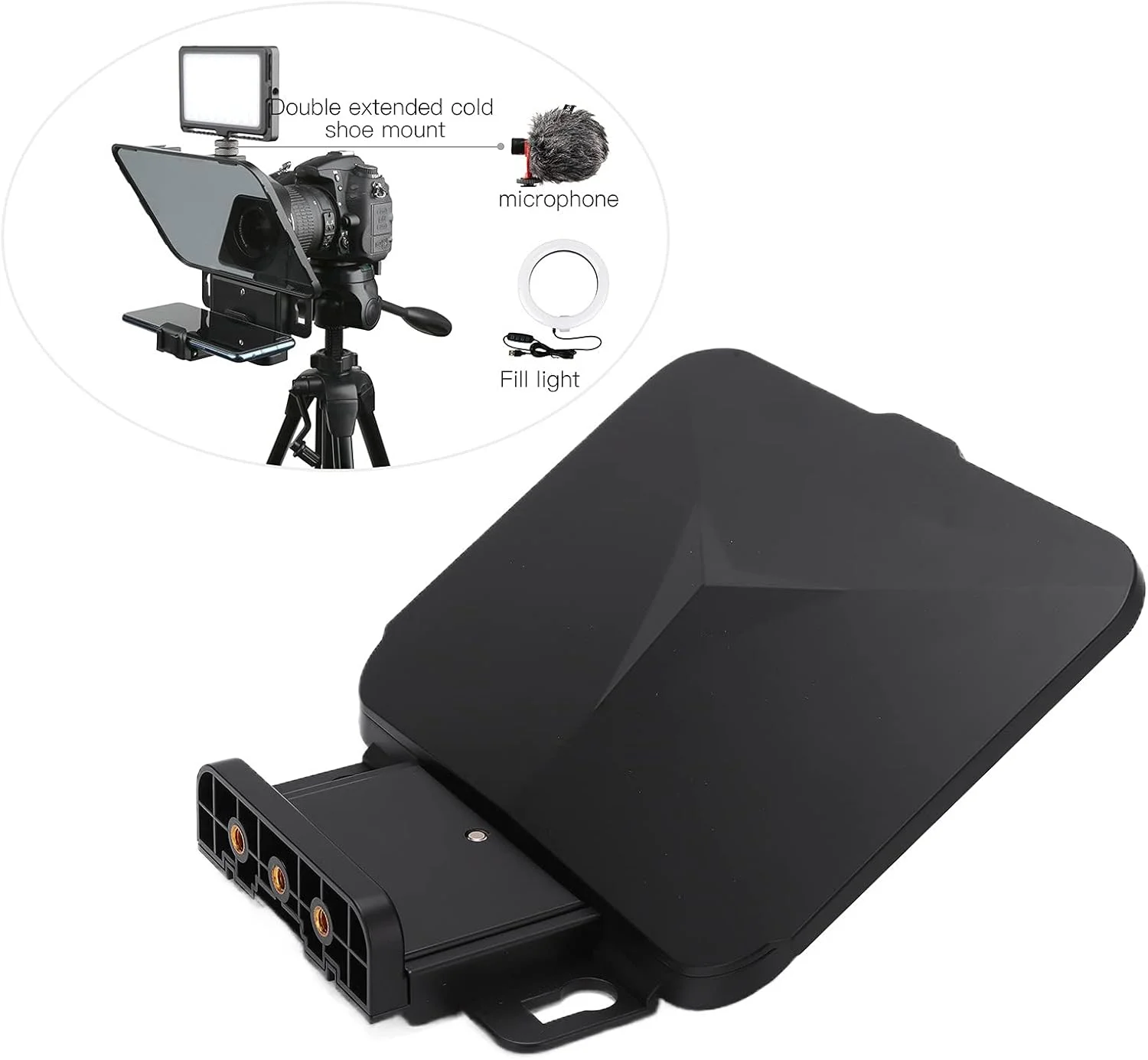 تله پرومتر T3 برای ضبط، با پایه تلسکوپی و کنترل از راه دور سازگار با انواع تلفن های همراه و ضبط ویدیو دوربین. تله پرومتر T3 برای ضبط، با پایه تلسکوپی و کنترل از راه دور سازگار با انواع تلفن های همراه و ضبط ویدیو دوربین.