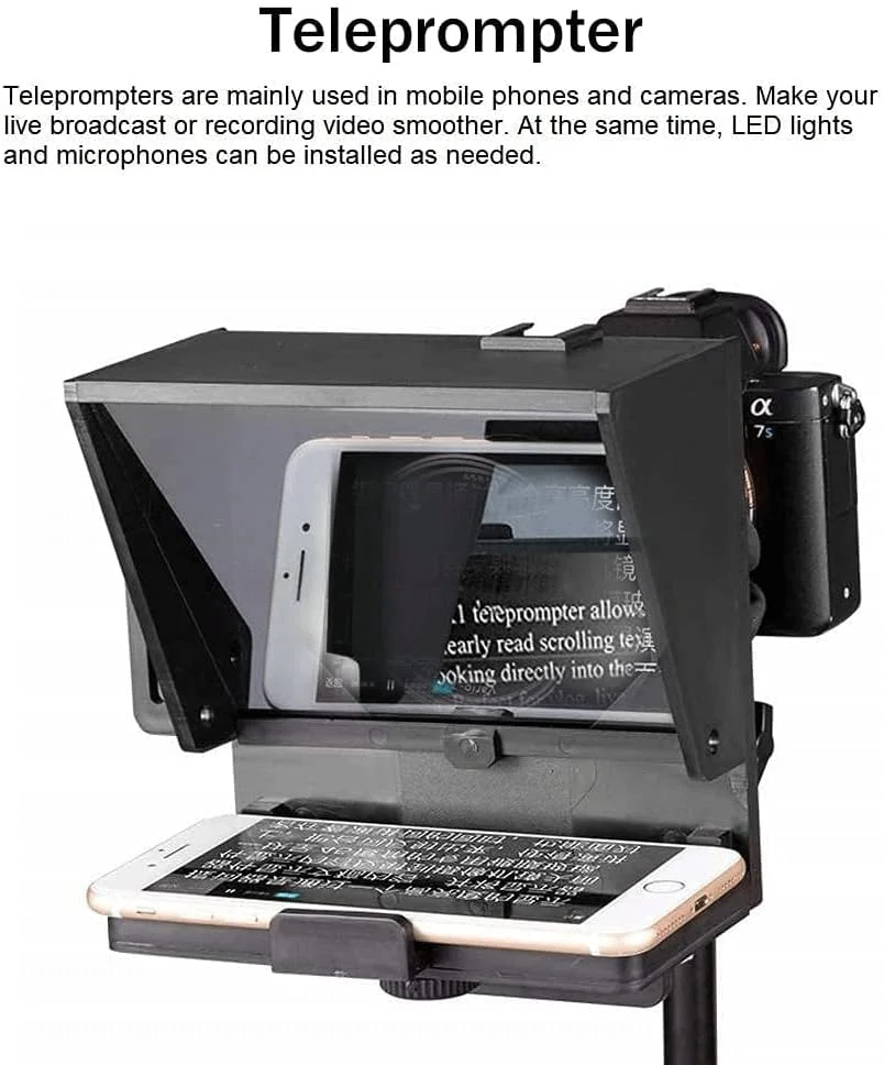 مینی تله پرامپتر قابل حمل با کنترل از راه دور، مینی چراغ LED فیلمبرداری، میکروفون شات گان برای ضبط ویدیو با دوربین گوشی هوشمند، مصاحبه پخش زنده سخنرانی مینی تله پرامپتر قابل حمل با کنترل از راه دور، مینی چراغ LED فیلمبرداری، میکروفون شات گان برای ضبط ویدیو با دوربین گوشی هوشمند، مصاحبه پخش زنده سخنرانی