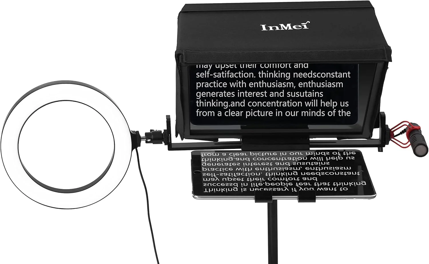 تله پرومپتر آلیاژ آلومینیوم TX12 با کنترل از راه دور از طریق اپلیکیشن، سازگار با آیپد، تلفن هوشمند، دوربین DSLR، تاشو با کیف حمل، مونتاژ آسان تله پرومپتر آلیاژ آلومینیوم TX12 با کنترل از راه دور از طریق اپلیکیشن، سازگار با آیپد، تلفن هوشمند، دوربین DSLR، تاشو با کیف حمل، مونتاژ آسان