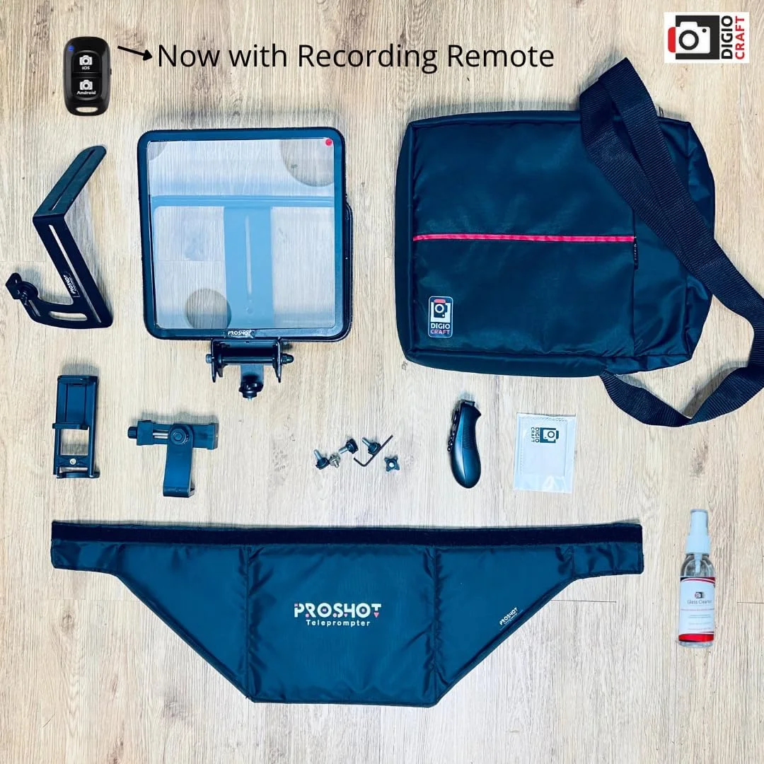 تله پرومتر Proshot V3 برای آیفون، آیپد، تلفن هوشمند، دوربین DSRL با کنترل از راه دور | نرم افزار و آموزش ضبط ویدئو حرفه ای | بدنه فلزی | کیف حمل | مونتاژ آسان | فیلم سازی تله پرومتر Proshot V3 برای آیفون، آیپد، تلفن هوشمند، دوربین DSRL با کنترل از راه دور | نرم افزار و آموزش ضبط ویدئو حرفه ای | بدنه فلزی | کیف حمل | مونتاژ آسان | فیلم سازی