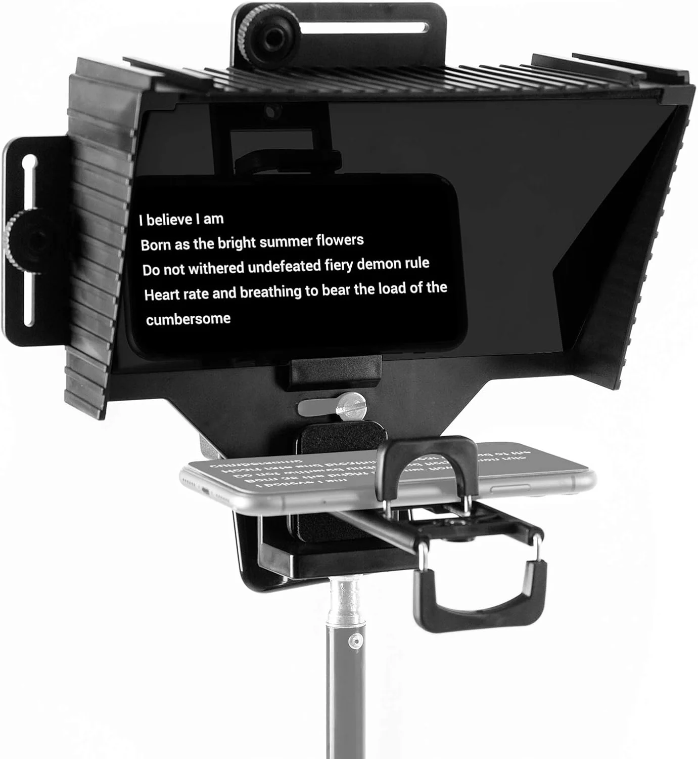 تله پرومپتر جهانی قابل حمل با کنترل از راه دور BT و حلقه آداپتور لنز سازگار با تلفن هوشمند تبلت دوربین برای پخش زنده میزبانی سخنرانی ویدئو آموزش آنلاین تله پرومپتر جهانی قابل حمل با کنترل از راه دور BT و حلقه آداپتور لنز سازگار با تلفن هوشمند تبلت دوربین برای پخش زنده میزبانی سخنرانی ویدئو آموزش آنلاین