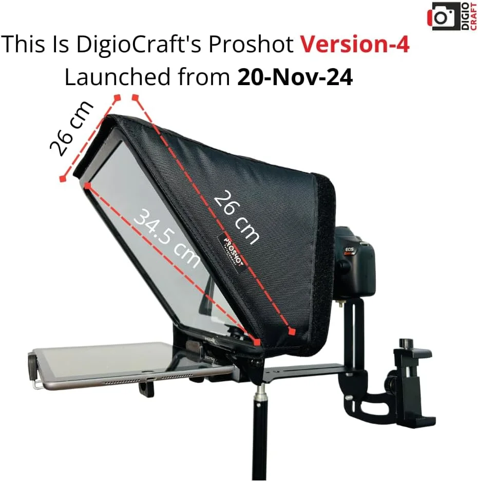 تله پرومتر Proshot V3 برای آیفون، آیپد، تلفن هوشمند، دوربین DSRL با کنترل از راه دور | نرم افزار و آموزش ضبط ویدئو حرفه ای | بدنه فلزی | کیف حمل | مونتاژ آسان | فیلم سازی تله پرومتر Proshot V3 برای آیفون، آیپد، تلفن هوشمند، دوربین DSRL با کنترل از راه دور | نرم افزار و آموزش ضبط ویدئو حرفه ای | بدنه فلزی | کیف حمل | مونتاژ آسان | فیلم سازی