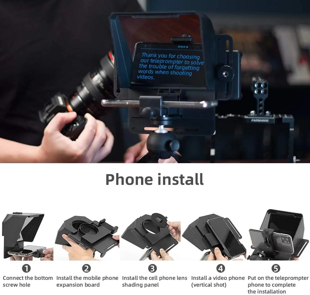 دستگاه تله پرومتر AMBITFUL برای موبایل، دوربین DSLR، دستگاه نوشتن، قابل حمل، کوچک، مصاحبه ویدیویی، فیلمبرداری در فضای باز، تله پرومتر زنده سلبریتی آنلاین دستگاه تله پرومتر AMBITFUL برای موبایل، دوربین DSLR، دستگاه نوشتن، قابل حمل، کوچک، مصاحبه ویدیویی، فیلمبرداری در فضای باز، تله پرومتر زنده سلبریتی آنلاین