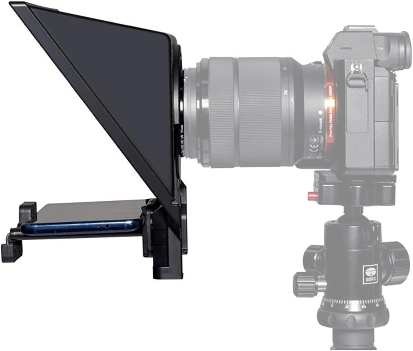 تله پرومپتر CT2 برای آیپد، تلفن هوشمند، تبلت، دوربین های DSLR، قابل تنظیم، سازگار با برنامه iOS/Android، کیت تله پرومپتر قابل حمل با کنترل از راه دور و حلقه های آداپتور لنز برای پخش زنده