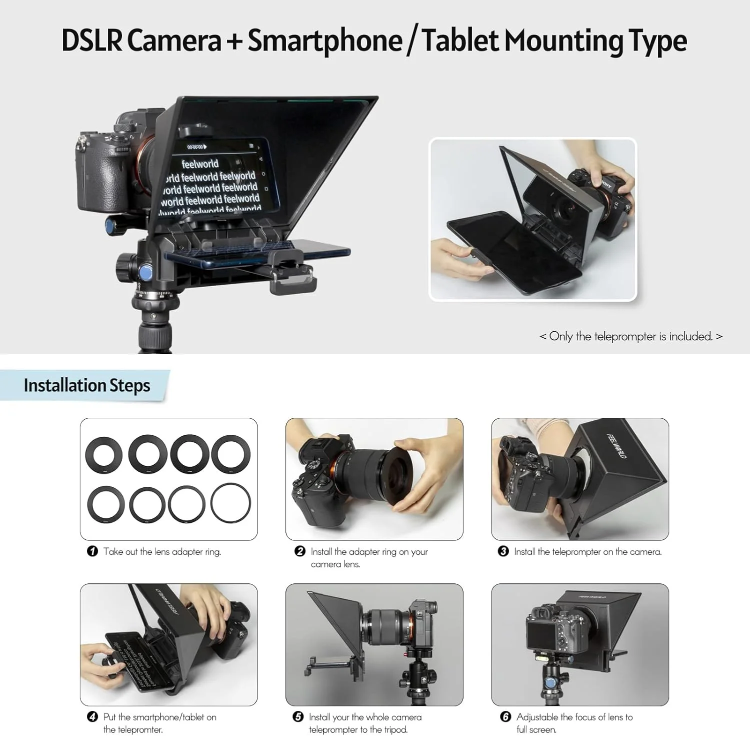 تله پرامپتر قابل حمل Pepisky TP2A برای دوربین DSLR و تلفن هوشمند به همراه ریموت کنترل، 8 حلقه آداپتور لنز و نگهدارنده مغناطیسی تلفن برای ویدیو، پخش زنده، مصاحبه و ارائه تله پرامپتر قابل حمل Pepisky TP2A برای دوربین DSLR و تلفن هوشمند به همراه ریموت کنترل، 8 حلقه آداپتور لنز و نگهدارنده مغناطیسی تلفن برای ویدیو، پخش زنده، مصاحبه و ارائه