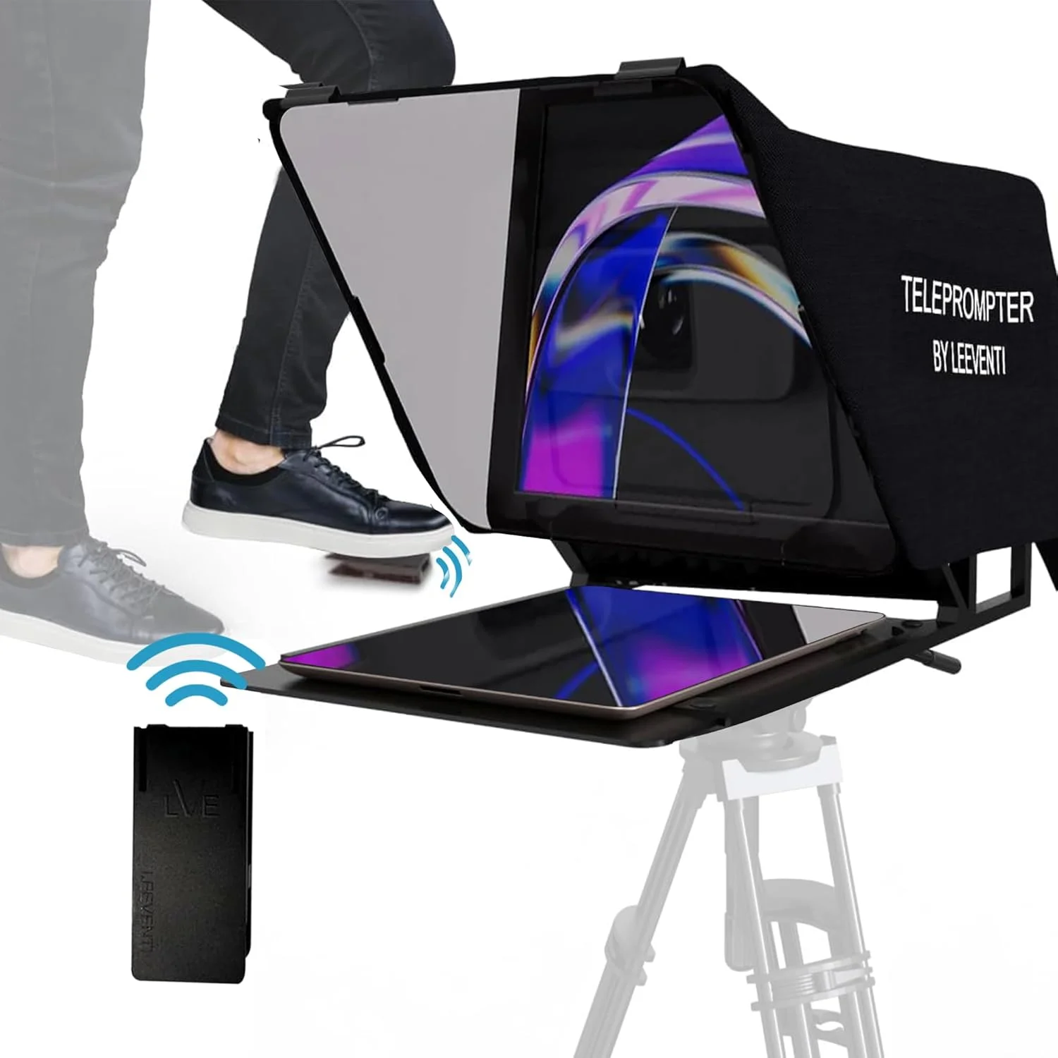 تله‌پروتر Leeventi 5.0 | همراه با کنترل از راه دور پایی | سازگاری کامل با تبلت‌ها، تلفن‌های هوشمند، دوربین‌های عکس و فیلم | طراحی جمع و جور: 600 گرم، 30x40x3 سانتی‌متر