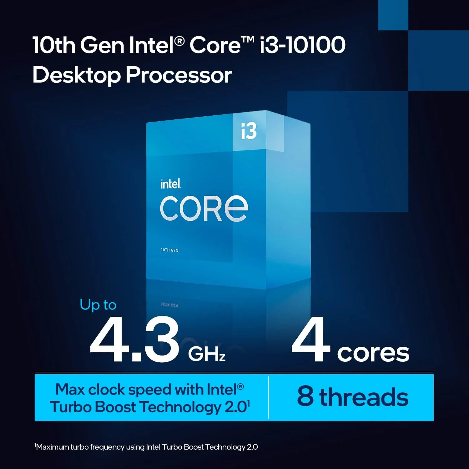 پردازنده اینتل Core i3-10100 (فرکانس پایه 3.60 گیگاهرتز; سوکت LGA1200; توان مصرفی 65 وات) نسخه جعبه پردازنده اینتل Core i3-10100 (فرکانس پایه 3.60 گیگاهرتز; سوکت LGA1200; توان مصرفی 65 وات) نسخه جعبه