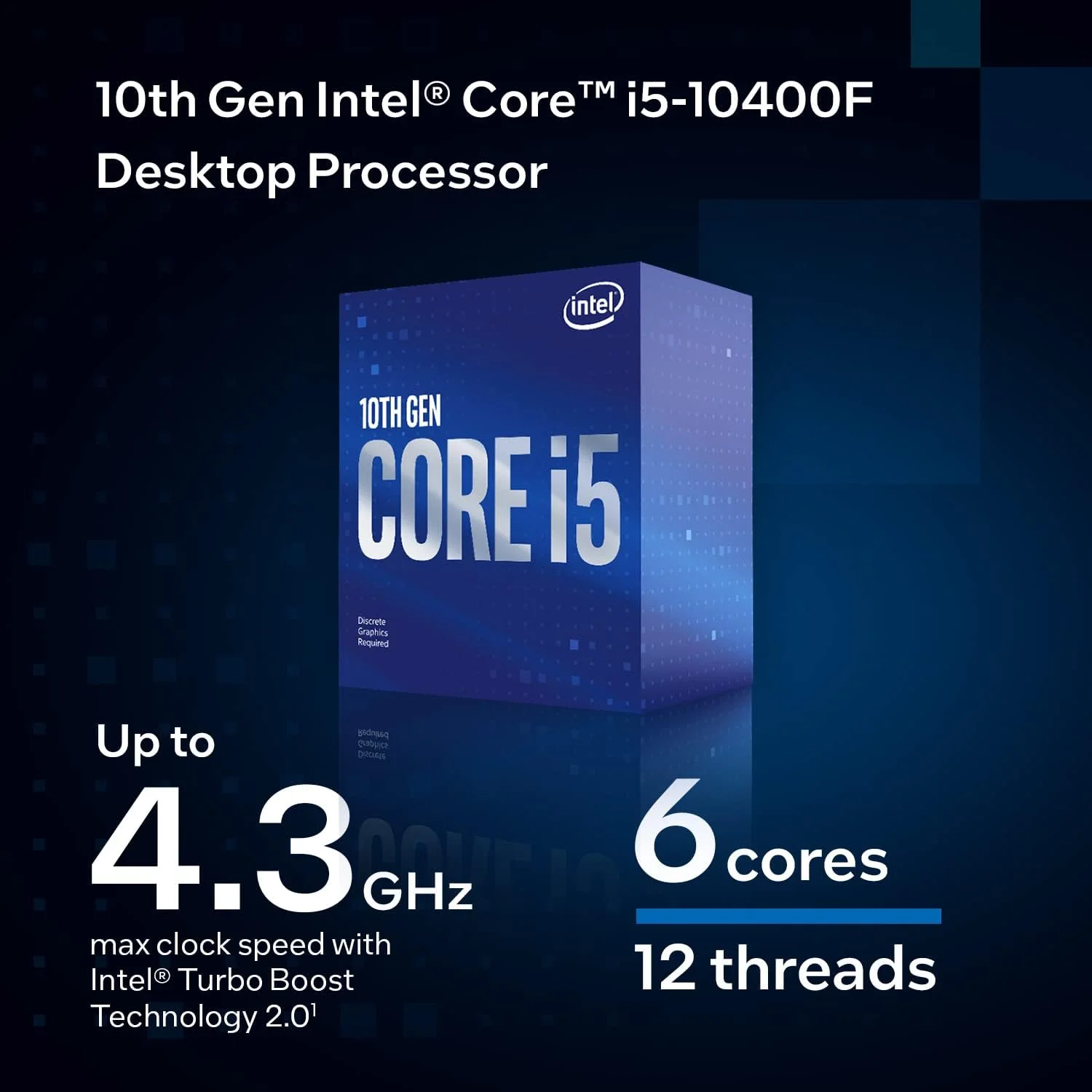 پردازنده دسکتاپ اینتل Core i5-10400F با 6 هسته تا 4.3 گیگاهرتز بدون گرافیک پردازنده LGA1200 (چیپست سری 400 اینتل) 65 وات، شماره مدل: BX8070110400F پردازنده دسکتاپ اینتل Core i5-10400F با 6 هسته تا 4.3 گیگاهرتز بدون گرافیک پردازنده LGA1200 (چیپست سری 400 اینتل) 65 وات، شماره مدل: BX8070110400F