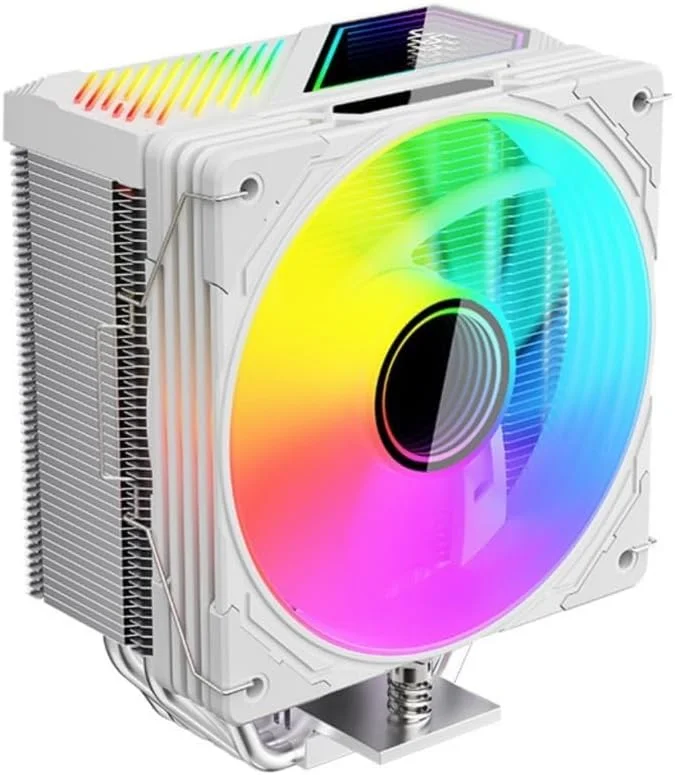خنک کننده پردازنده با 6 لوله حرارتی، فن خنک کننده بی صدا 1800 دور در دقیقه، برای سوکت های LGA 1851/1700/1200/115X/1366، سیستم خنک کننده کارآمد کامپیوتر، رادیاتور سفید برای کامپیوترهای رومیزی