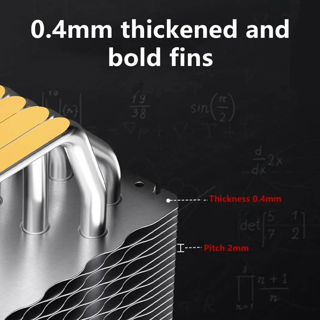 خنک کننده پردازنده با 6 لوله حرارتی، فن خنک کننده بی صدا 1800 دور در دقیقه، برای سوکت های LGA 1851/1700/1200/115X/1366، سیستم خنک کننده کارآمد کامپیوتر، رادیاتور سفید برای کامپیوترهای رومیزی