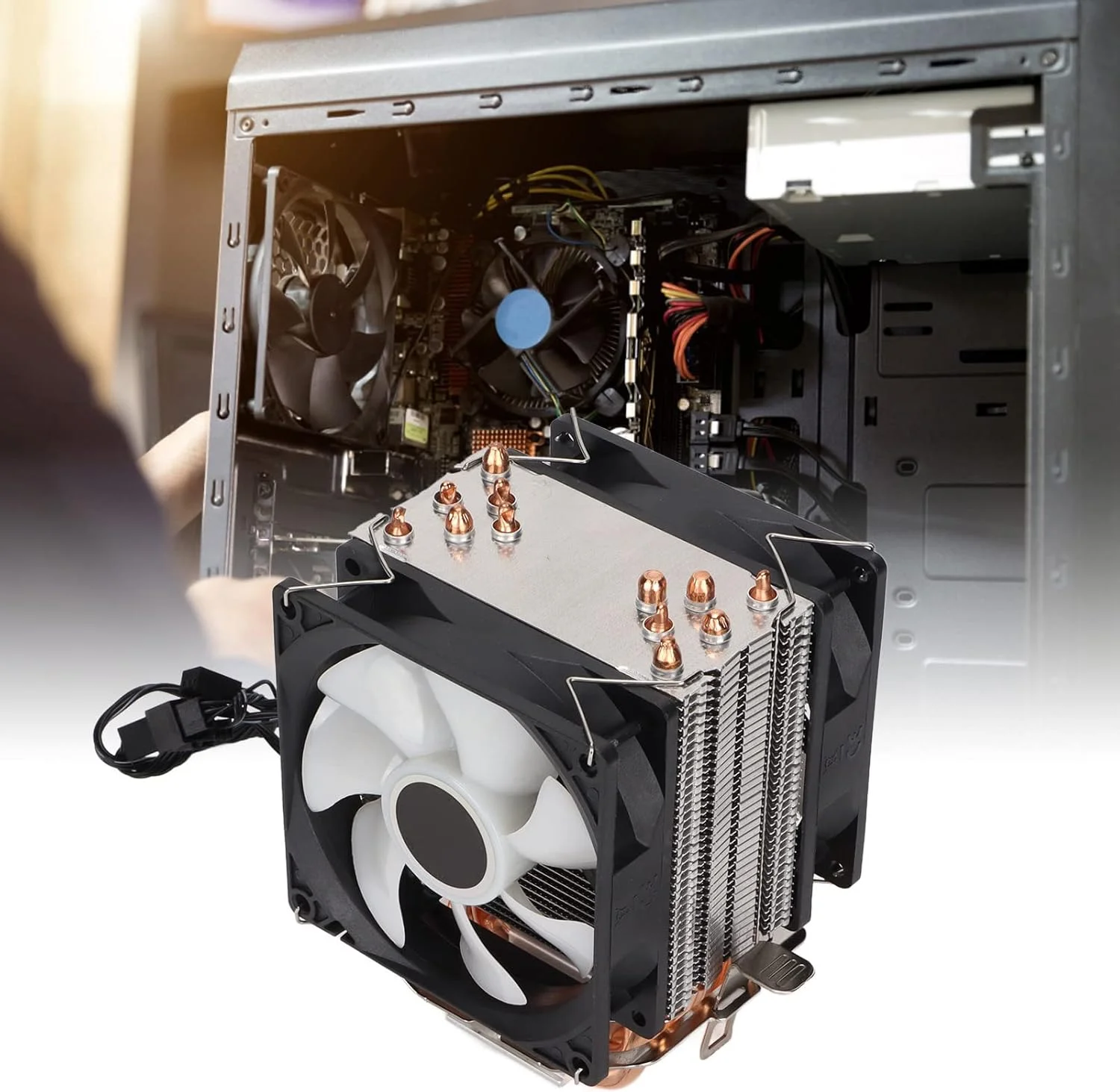 هیت سینک پردازنده آکوزون برای LGA 775 1155 1156 1366 2011 با تکنولوژی مستقیم، فن های خنک کننده با جریان هوای دقیق، نویز کم و اتلاف حرارت عالی