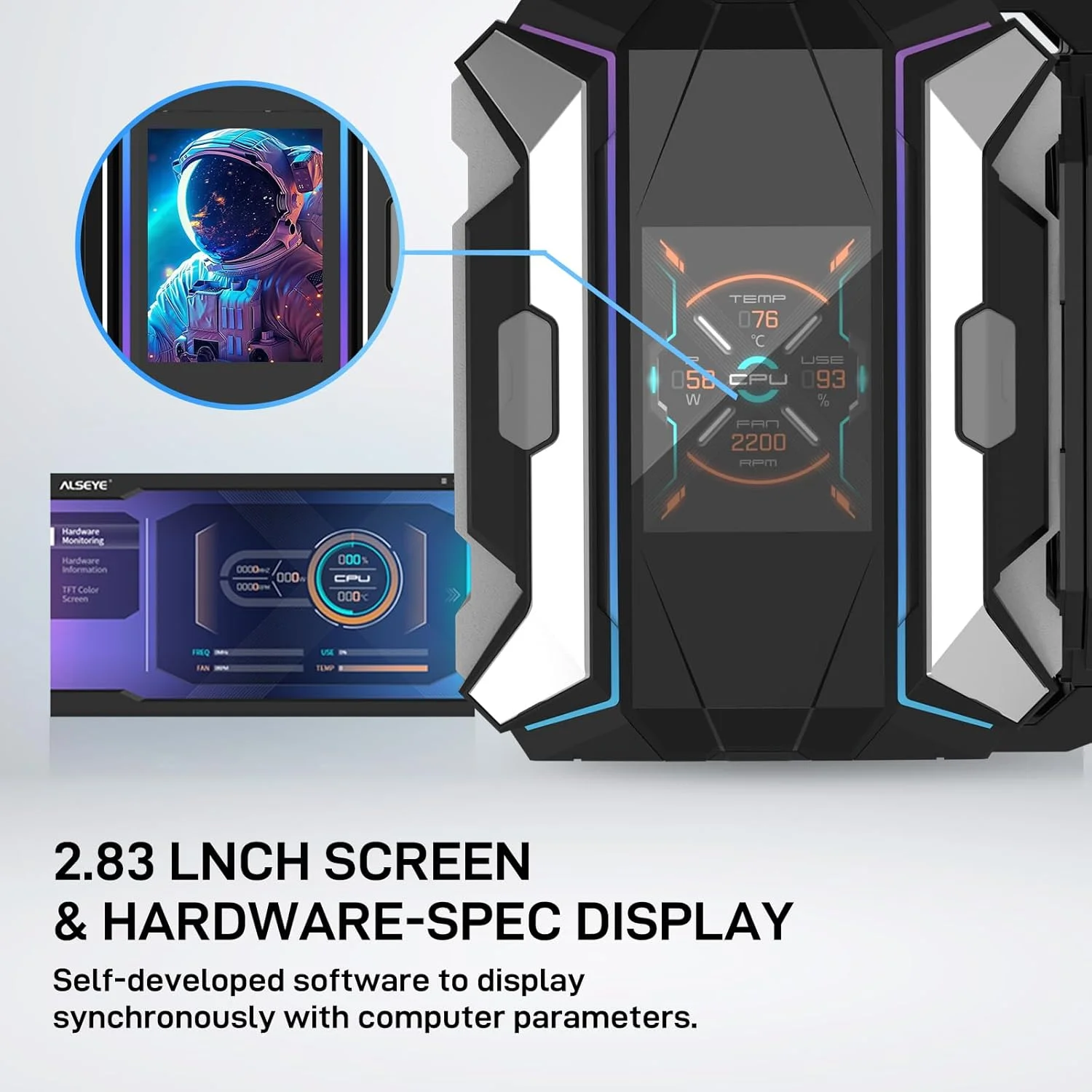 خنک کننده پردازنده ALSEYE i600 Pro، نمایشگر HD 2.83 اینچی با نمایش دما، خنک کننده پردازنده دو برج با فن مخفی پایه مسی 6 لوله حرارتی TDP 290W فن ARGB PWM Koala با بلبرینگ FDB سازگار با Intel LGA و AM5 AM4 (مشکی)