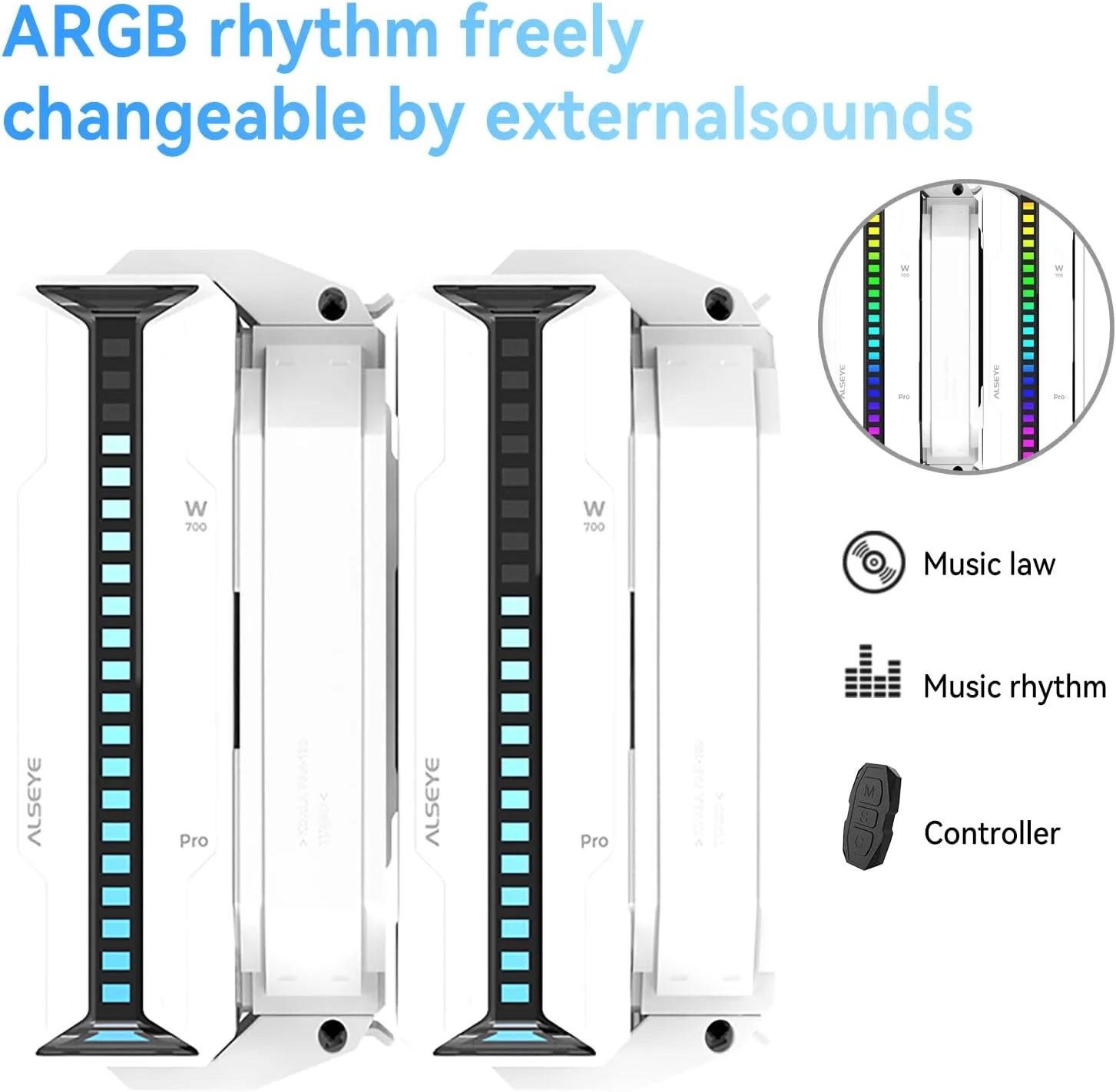 خنک کننده پردازنده ALSEYE W700 Pro Dual-Tower 300W TDP PWM با 7 لوله حرارتی مسی، خنک کننده بادی با نور ARGB هماهنگ با صدا، فن های Koala LGA1700/1200/2011/2066 AM5/AM4 (سفید)