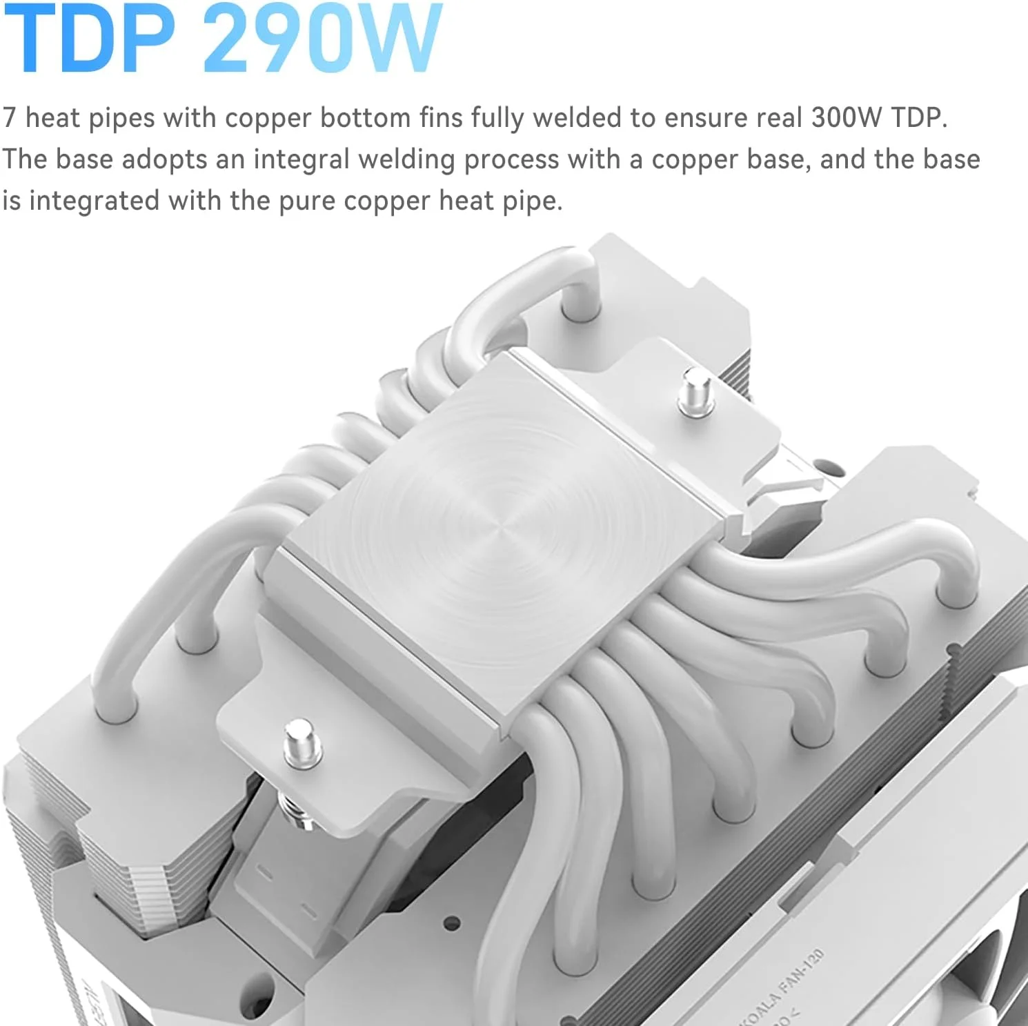 خنک کننده پردازنده ALSEYE W700 Pro Dual-Tower 300W TDP PWM با 7 لوله حرارتی مسی، خنک کننده بادی با نور ARGB هماهنگ با صدا، فن های Koala LGA1700/1200/2011/2066 AM5/AM4 (سفید)
