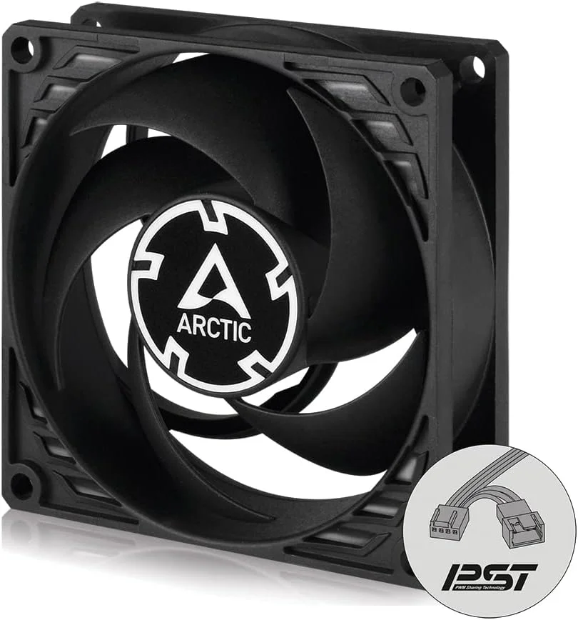 فن کامپیوتر ARCTIC P8 PWM PST - فن 80 میلی‌متری، فن کیس کامپیوتر، فناوری اشتراک PWM (PST)، بهینه شده برای فشار، موتور بی صدا، کامپیوتر، سرعت فن: 200-3000 دور در دقیقه - مشکی