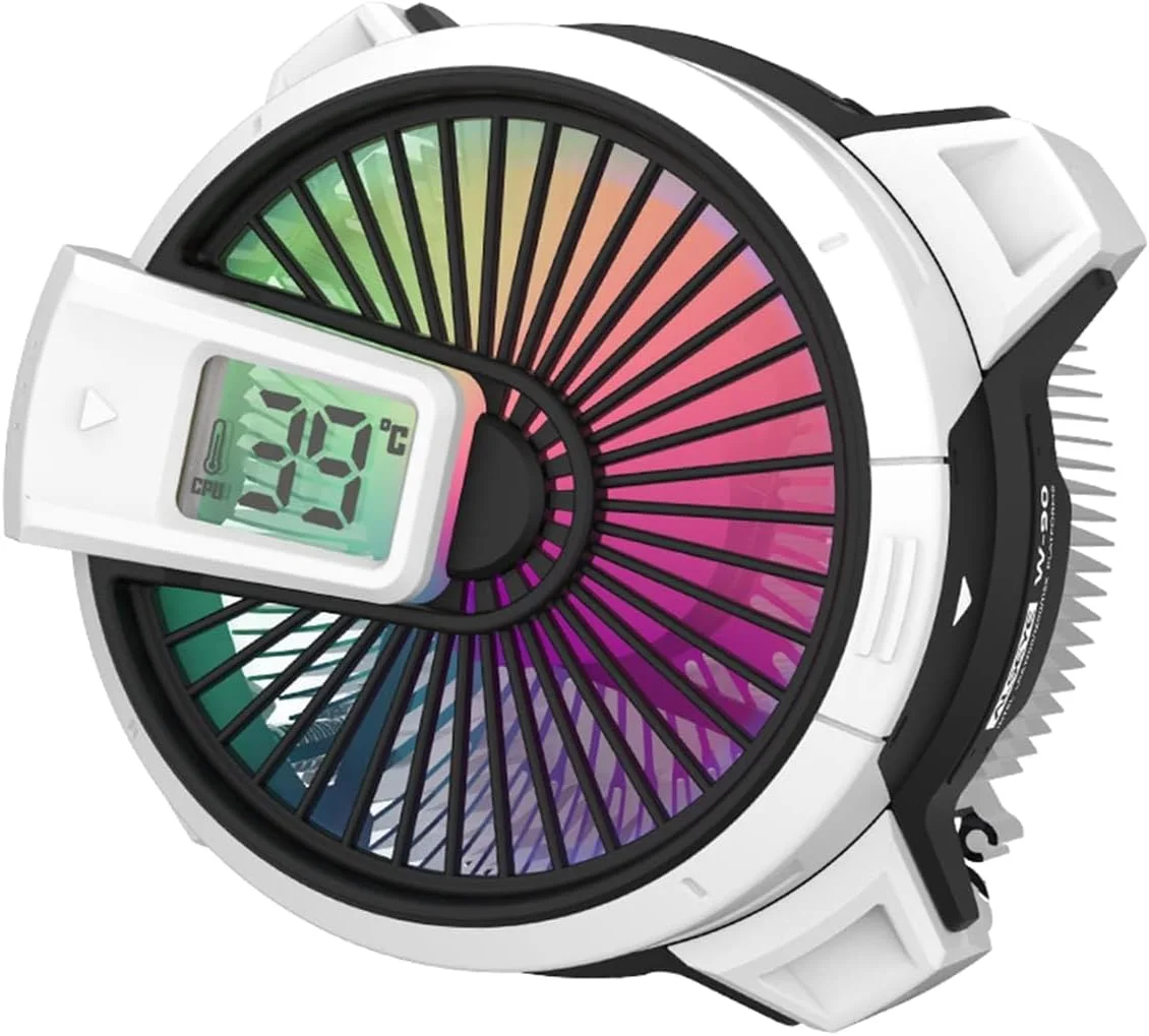 خنک کننده پردازنده Azonee W90، خنک کننده پردازنده با نمایش دما برای کیس های کامپیوتر کوچک با فن نورپردازی ARGB قدرتمند 90 میلی متری و ستون حرارتی با کارایی بالا 40 میلی متری در داخل (نسخه W90 Intel)