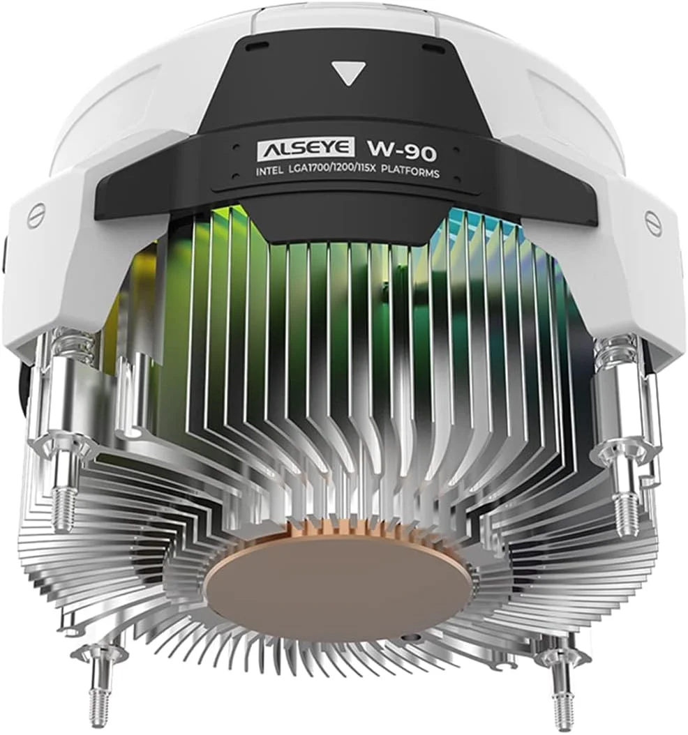 خنک کننده پردازنده Azonee W90، خنک کننده پردازنده با نمایش دما برای کیس های کامپیوتر کوچک با فن نورپردازی ARGB قدرتمند 90 میلی متری و ستون حرارتی با کارایی بالا 40 میلی متری در داخل (نسخه W90 Intel)