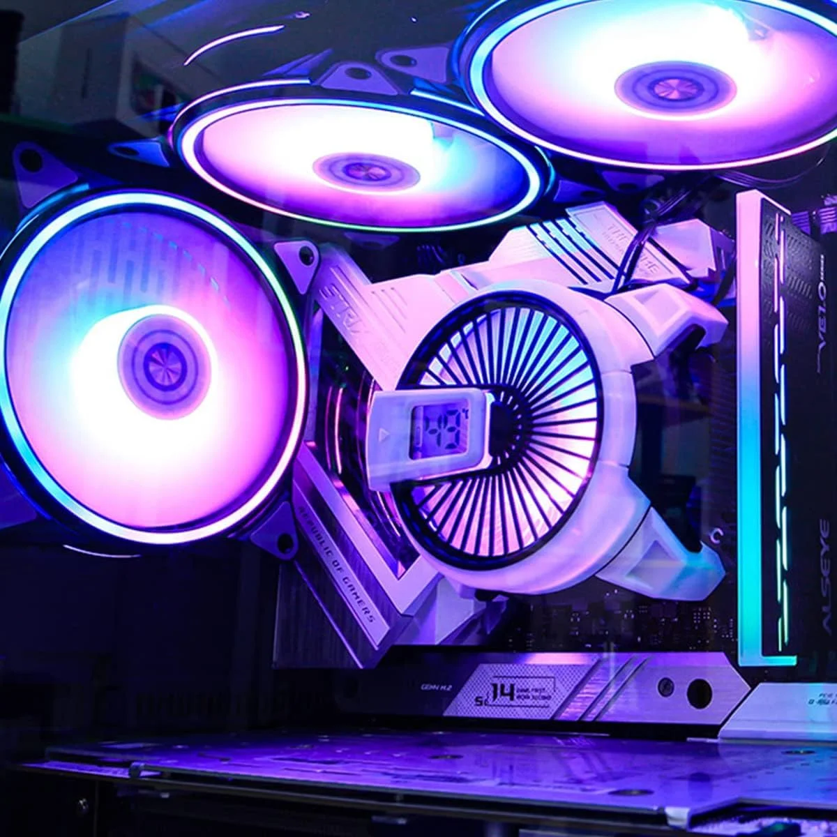 خنک کننده پردازنده Azonee W90، خنک کننده پردازنده با نمایش دما برای کیس های کامپیوتر کوچک با فن نورپردازی ARGB قدرتمند 90 میلی متری و ستون حرارتی با کارایی بالا 40 میلی متری در داخل (نسخه W90 Intel)