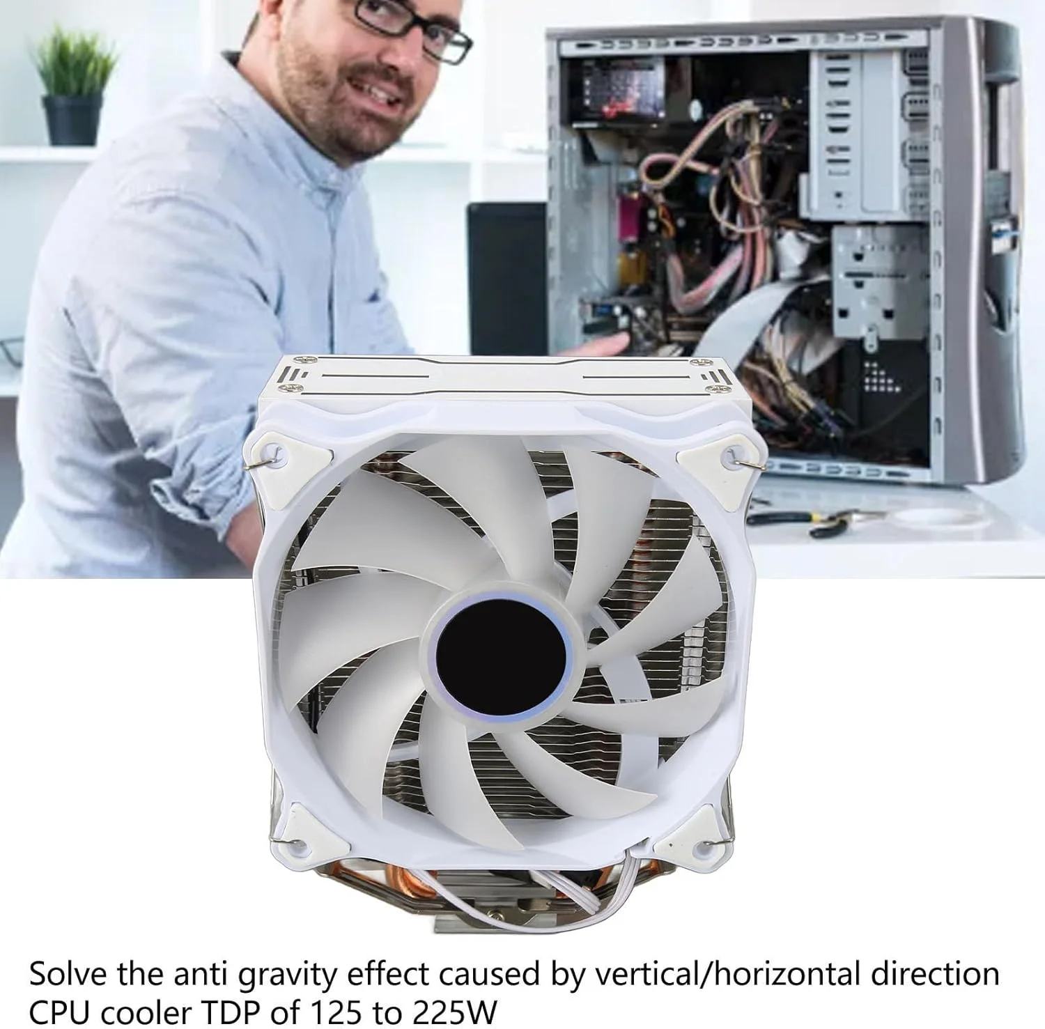 خنک کننده بادی پردازنده Bewinner با فن خنک کننده ARGB، 4 لوله حرارتی مسی رادیاتور هیدرولیک پردازنده، رادیاتور پردازنده 120 میلی متری برای AM4 AM5 برای 1700 1150 1155 1151