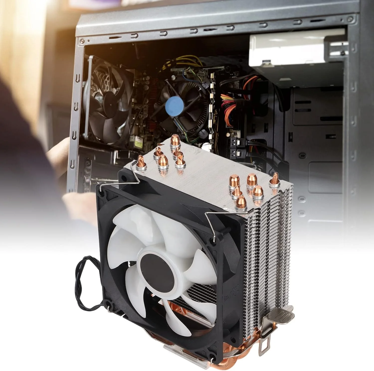 خنک کننده پردازنده RGB Bewinner، خنک کننده پردازنده با تکنولوژی انتقال مستقیم حرارت، جریان هوای عالی، نویز کم، شش لوله، فن پردازنده RGB 3 پین، سازگاری گسترده (تک فن)