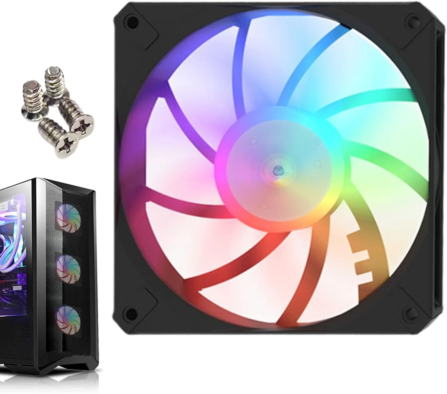 فن های کیس کامپیوتر - فن خنک کننده کیس کامپیوتر - خنک کننده های باریک و بی صدای RGB برای ساخت رایانه شخصی گیمینگ خانگی، ابزار بهینه سازی جریان هوا