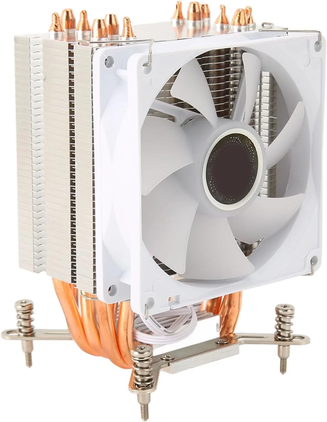 خنک کننده بادی پردازنده RGB برو لئو، 6 لوله حرارتی مسی با جلوه های نورپردازی رنگارنگ، خنک کننده پردازنده 3 پین 9 سانتی متری بی صدا، فن خنک کننده پردازنده آلومینیومی برای 775 1150 1151 1155 1156 1200 1700 1356 1366