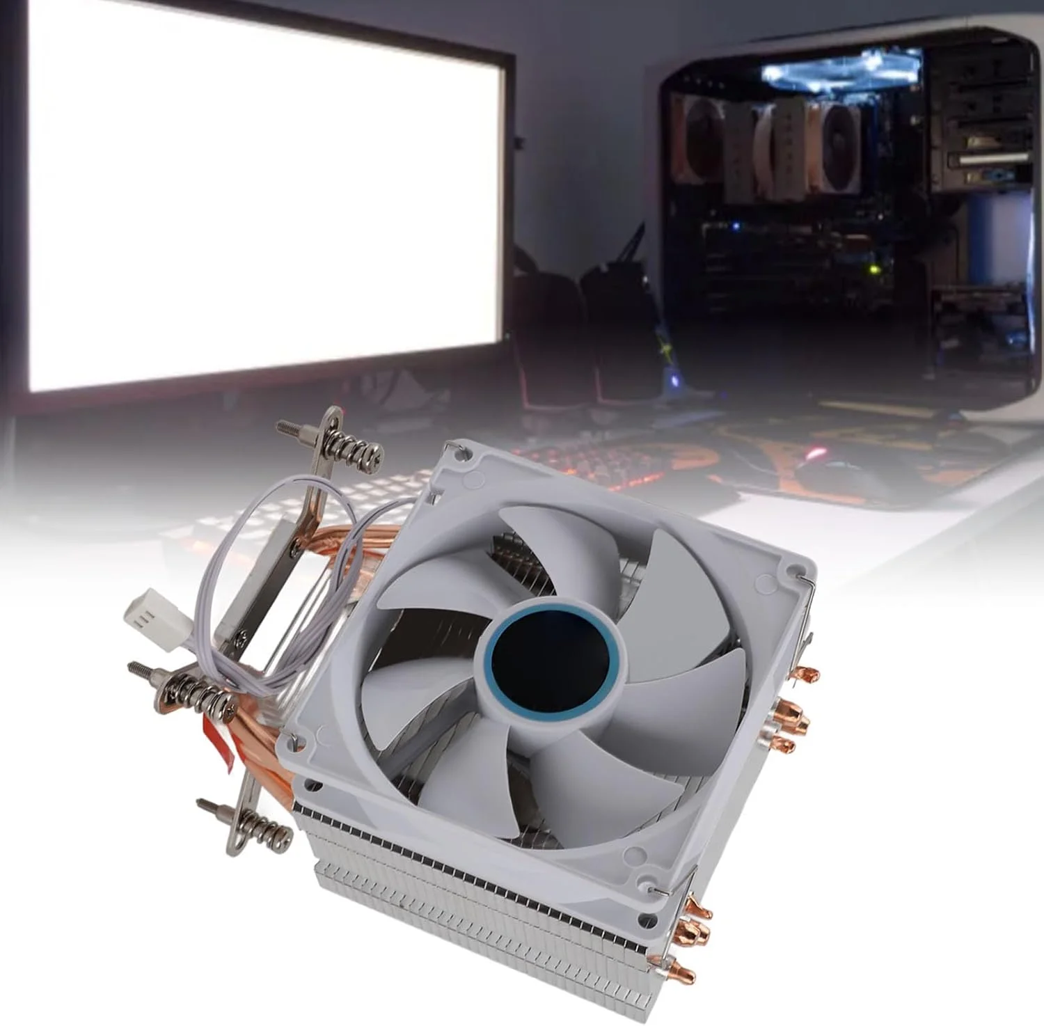 خنک کننده بادی پردازنده BROLEO، فن خنک کننده هیدرولیک 9 سانتی متری پردازنده کامپیوتر، 4 لوله حرارتی مسی، فن بی صدا برای مادربردهای سوراخ دار 775 1150 1151 1155 1156 1200 2011