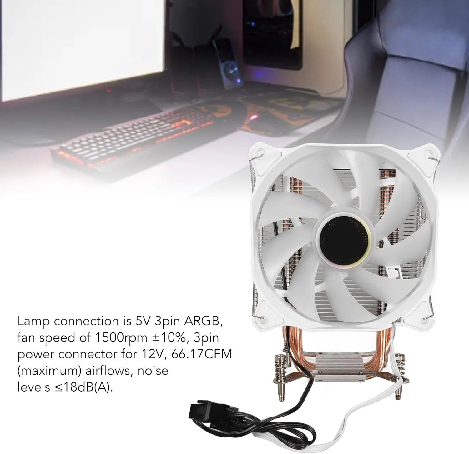 خنک کننده بادی پردازنده BROLEO، ARGB 5V 3pin، دارای 4 لوله حرارتی مسی، فن تکی هیدرولیک 120 میلی متری، توان دفع حرارتی 225W TDP، فن پردازنده با رسانایی حرارتی بالا برای مادربرد 2011 نسخه B با صفحه پشتی سرخود